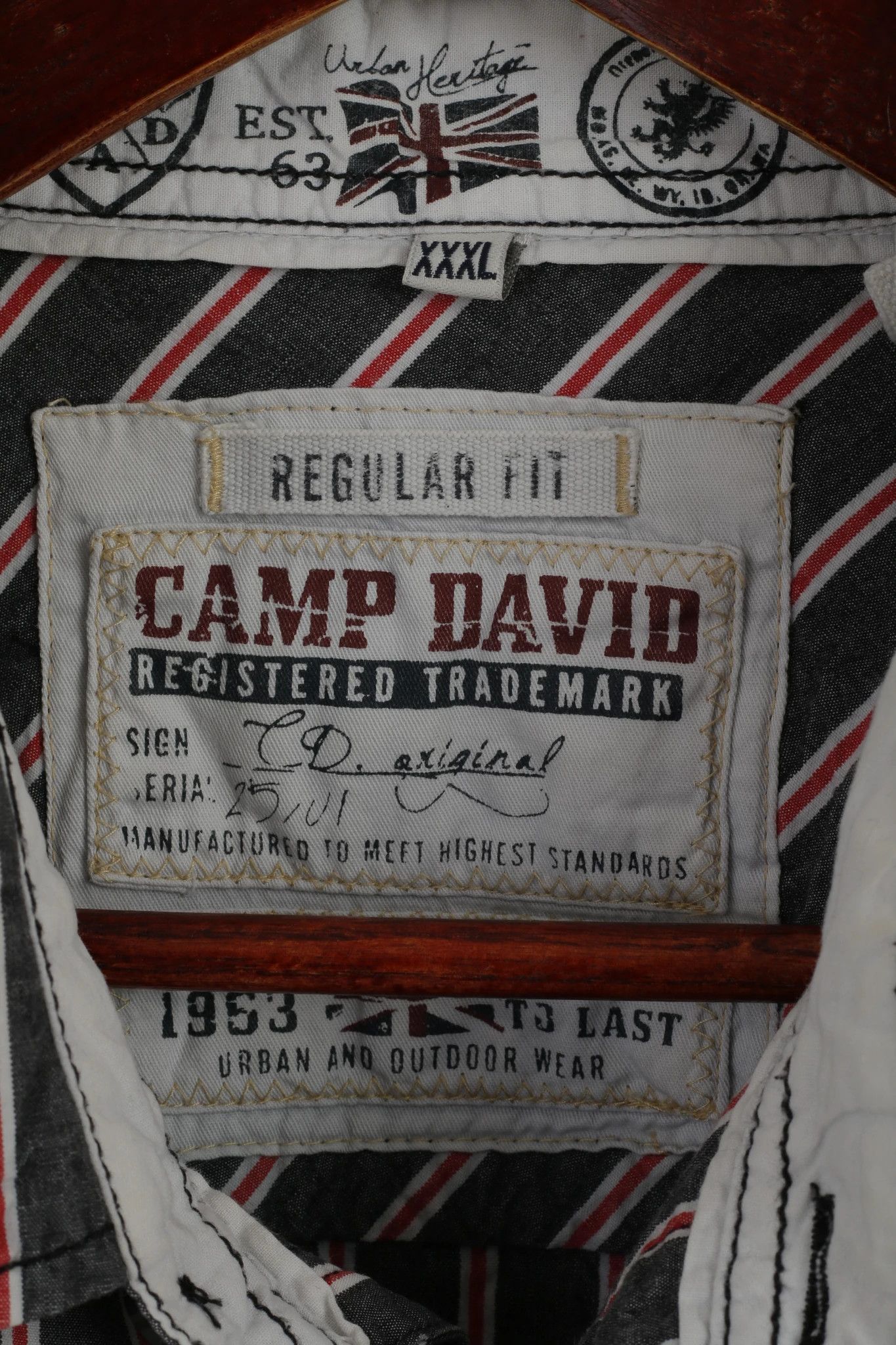 Camp David Camp David Men 3XL Casual Shirt Grey Striped Discover 3938 Size US XXL / EU 58 / 5 - 4 Thumbnail
