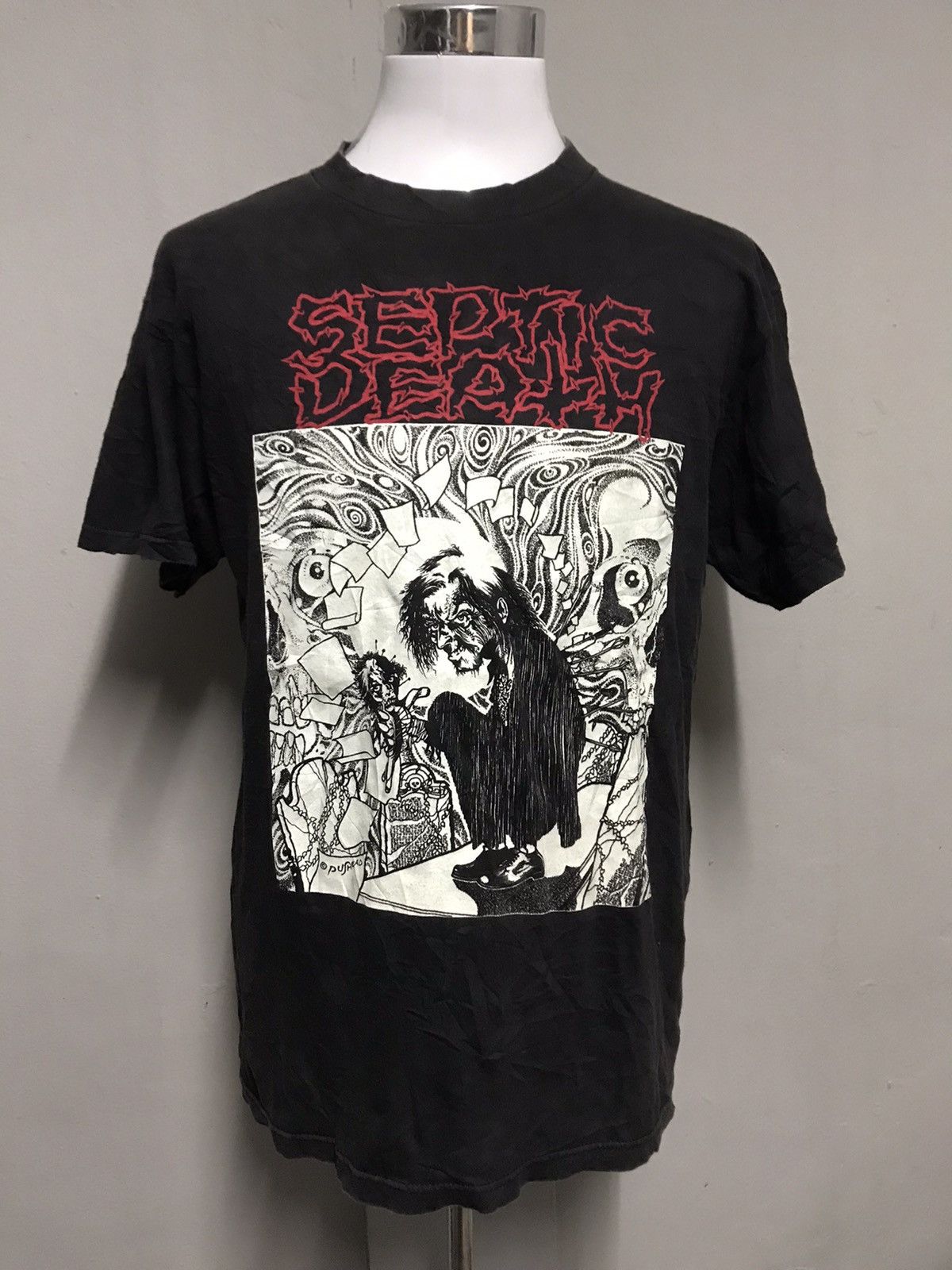 Band Tees × Metallica × Vintage Vtg Septic Death Design By Pushead Glow In The Dark Tee Size US L / EU 52-54 / 3 - 2 Thumbnail