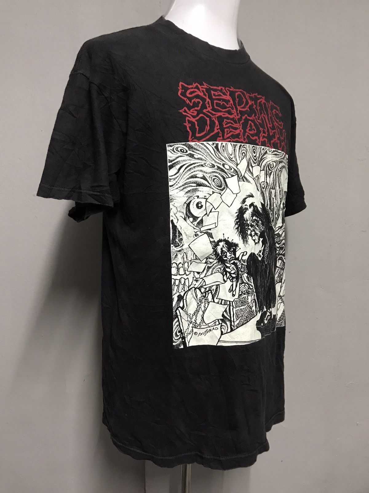 Band Tees × Metallica × Vintage Vtg Septic Death Design By Pushead Glow In The Dark Tee Size US L / EU 52-54 / 3 - 4 Thumbnail