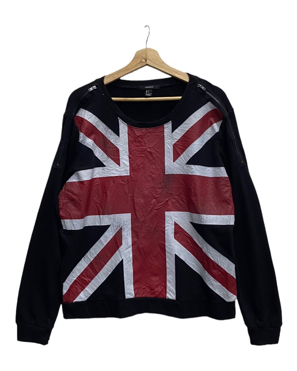 Pre-owned If Six Was Nine X Le Grande Bleu L G B British Flag Punk Zipper Sweatshirt Ifsixwasnine Lgb Style In Black