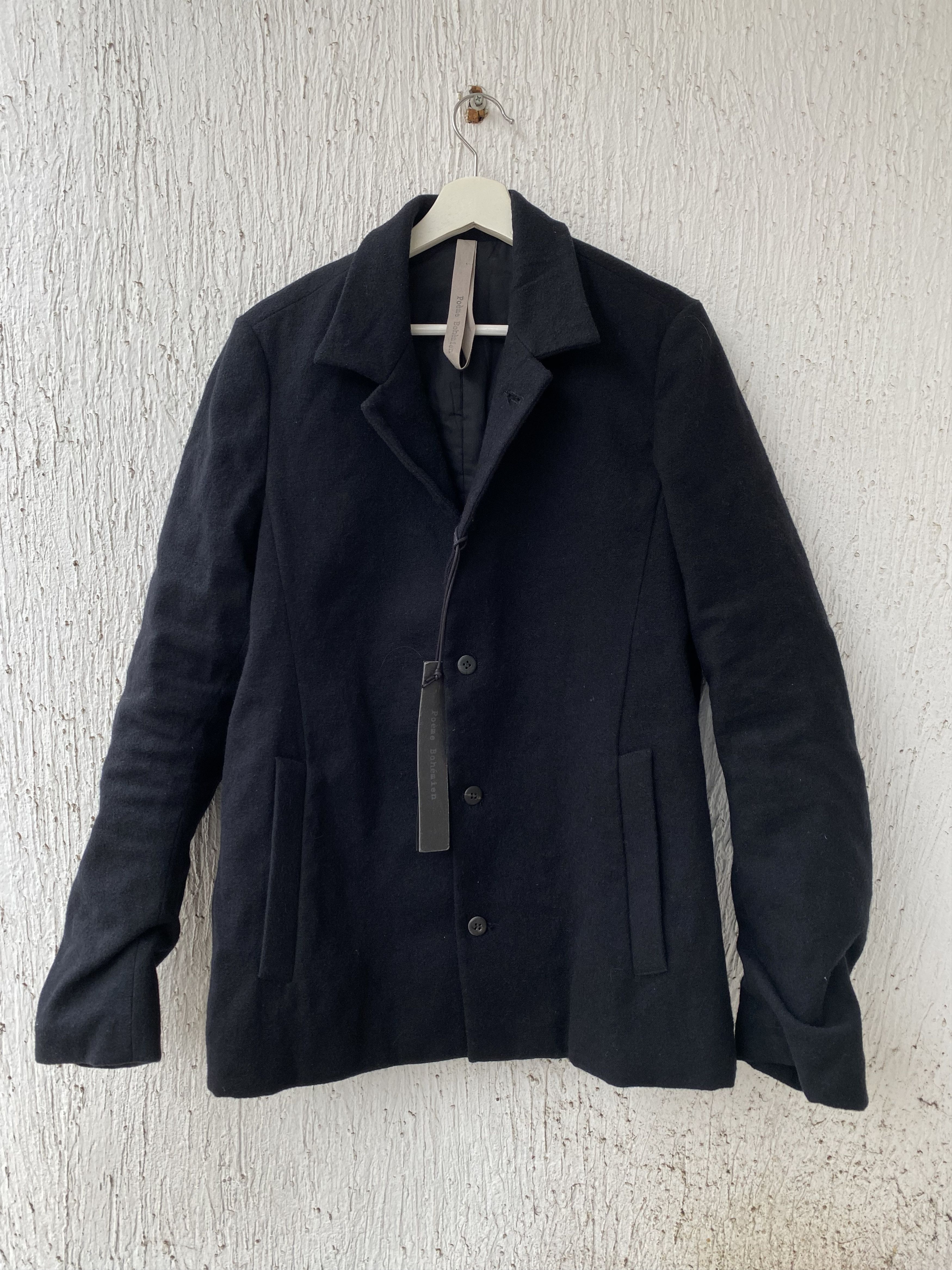 image of Poeme Bohemien Sculptured Coat in Black, Men's (Size Medium)