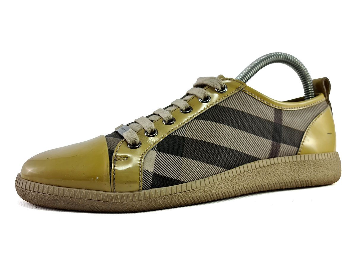 Burberry Beige Nova Check Canvas Leather Sneakers EU 37 US 7