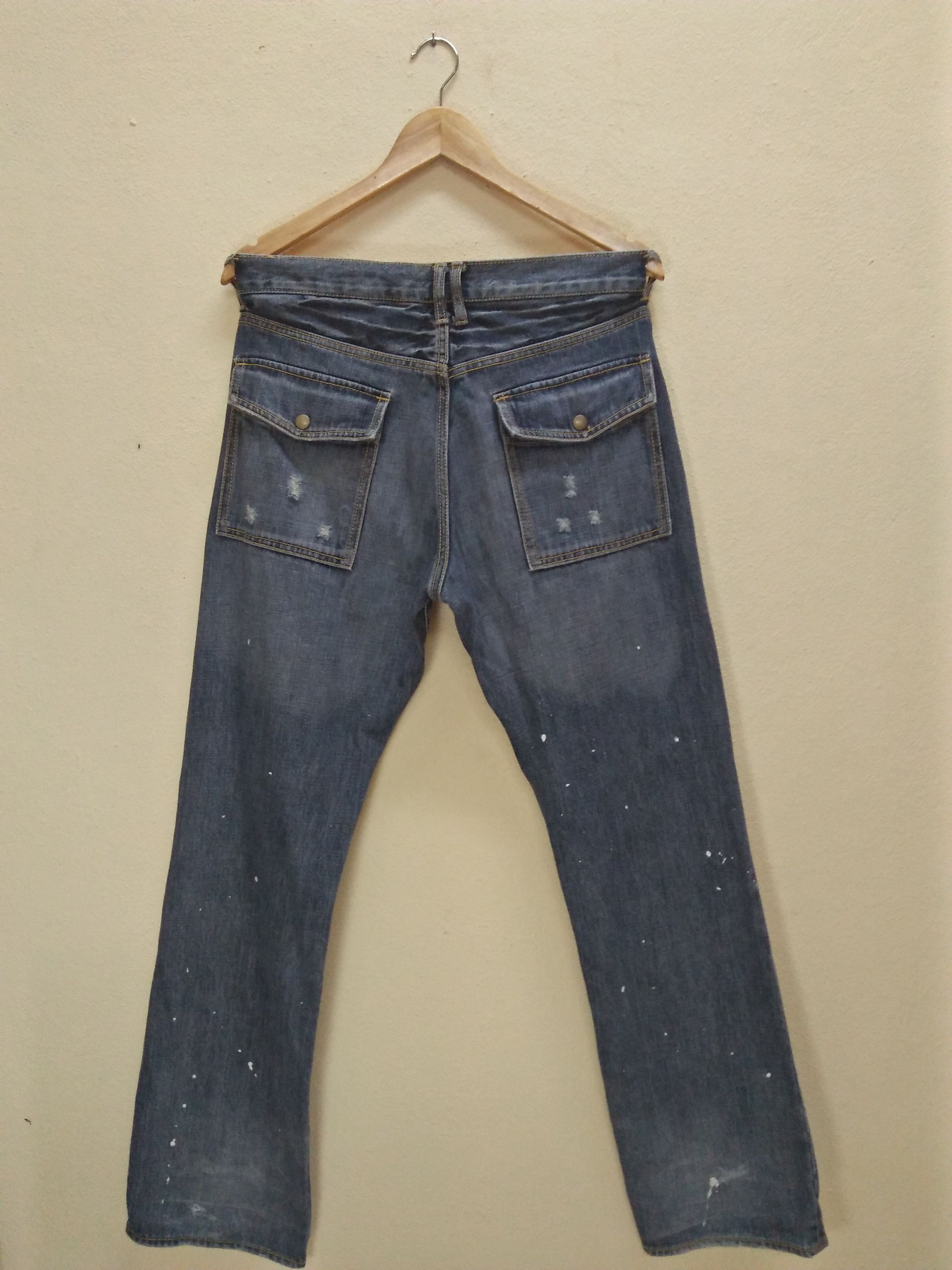 Japanese Brand TCB JEANS Hajime Inoue Distressed Paint Splattered Denim Size US 34 / EU 50 - 2 Thumbnail