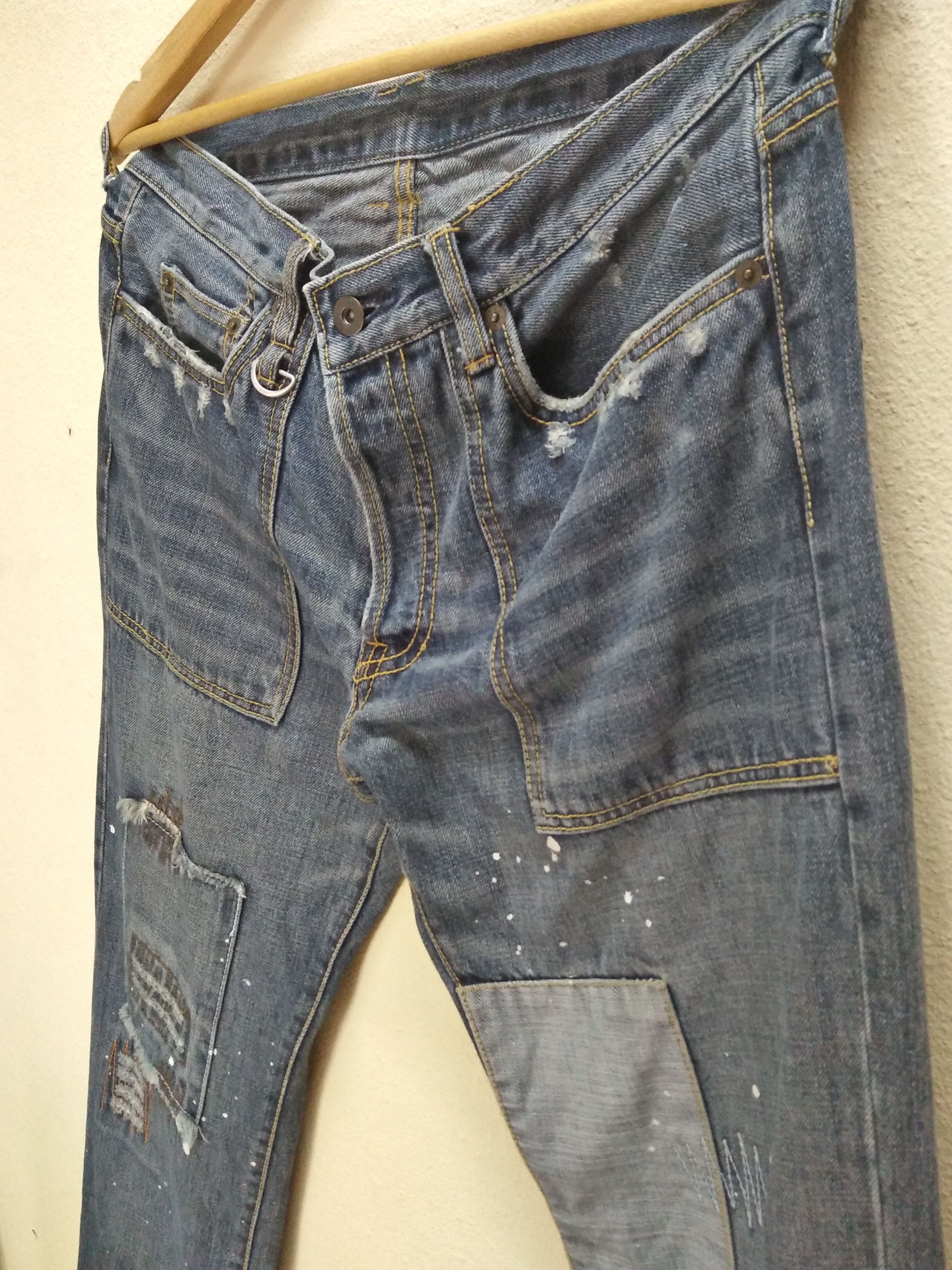 Japanese Brand TCB JEANS Hajime Inoue Distressed Paint Splattered Denim Size US 34 / EU 50 - 3 Thumbnail