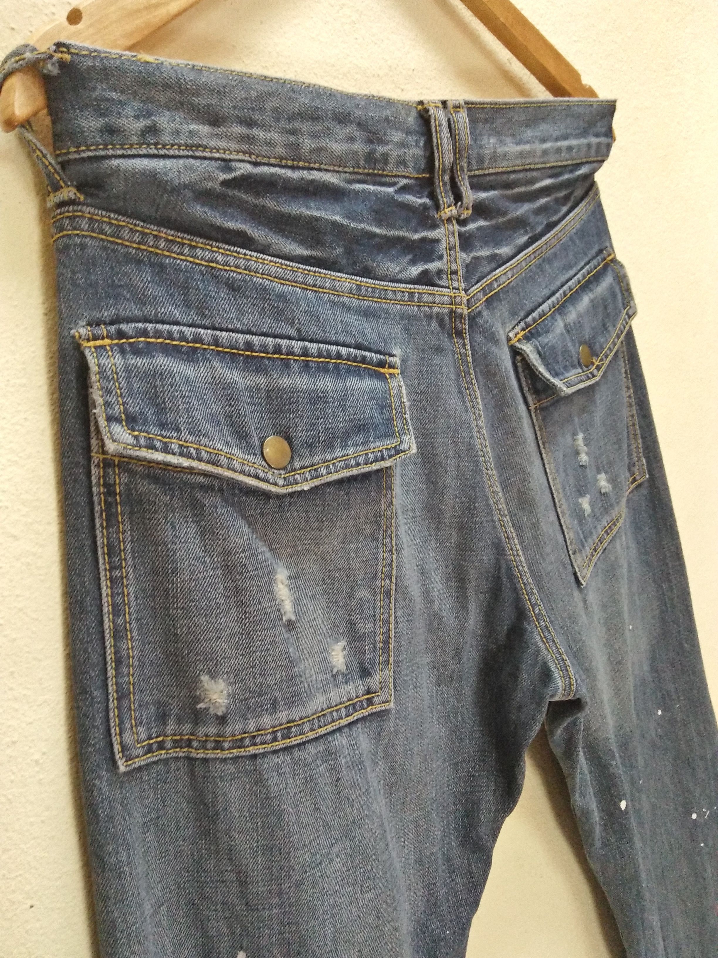 Japanese Brand TCB JEANS Hajime Inoue Distressed Paint Splattered Denim Size US 34 / EU 50 - 4 Thumbnail