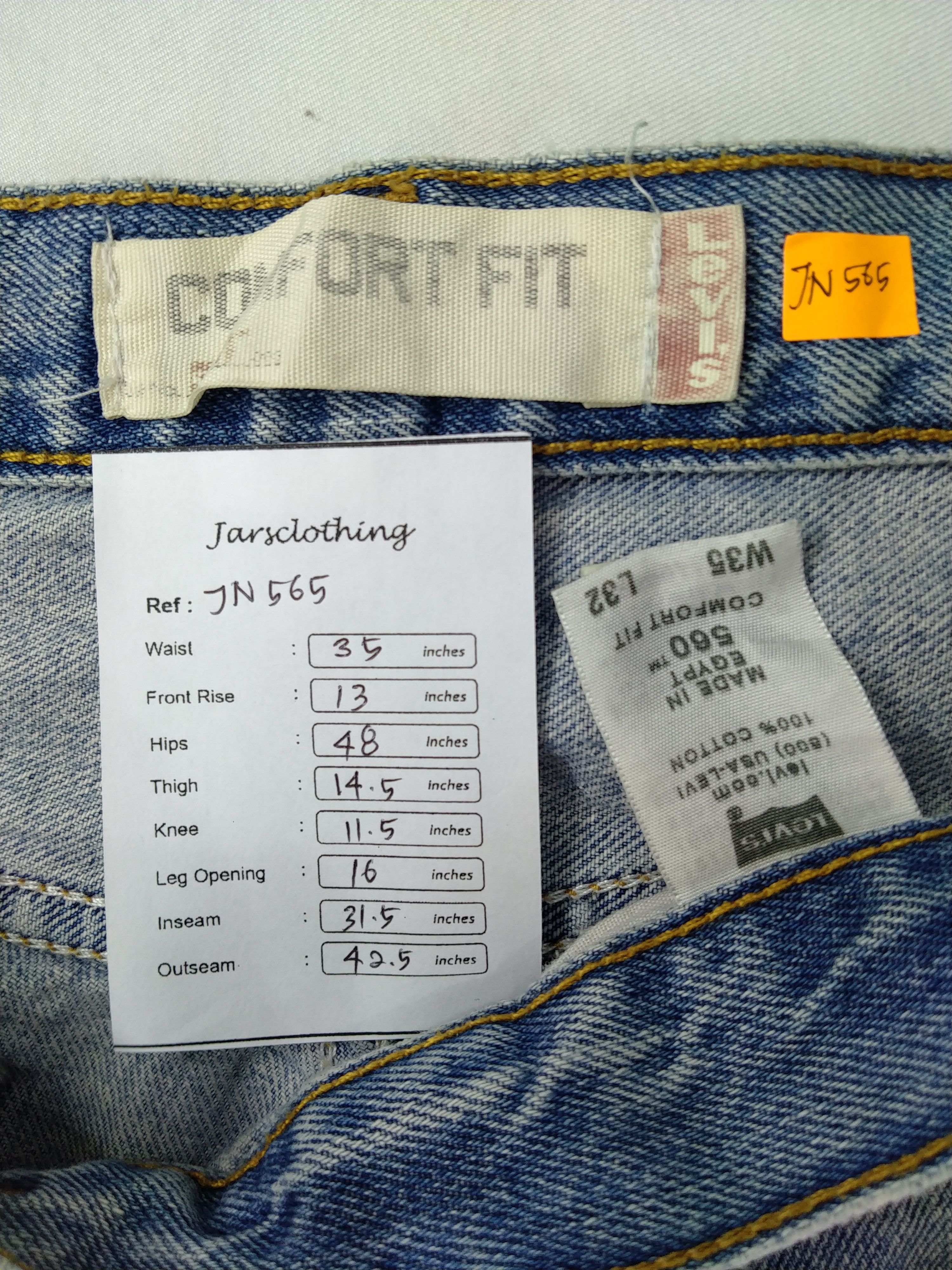 Levi's Vintage Levi's 560 Comfort Fit Faded Blue Denim -JN565 Size US 35 - 7 Thumbnail