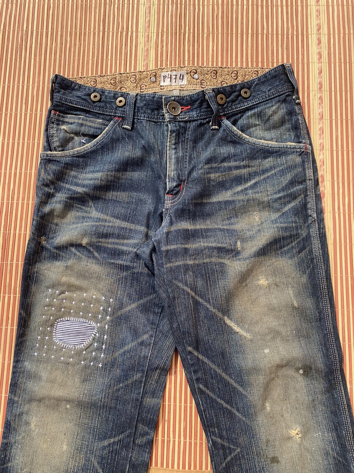 Edwin Rare!! Vintage Edwin Blue Trip Boro Stitch Pant Size US 34 / EU 50 - 1 Thumbnail