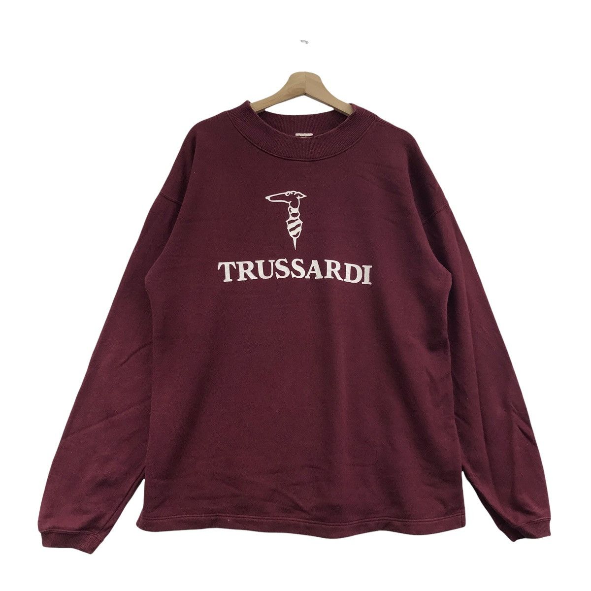 Trussardi TRUSSARDI JEANS ICONIC Italy Big Print Maroon Red Sweatshirt Size US L / EU 52-54 / 3 - 1 Thumbnail