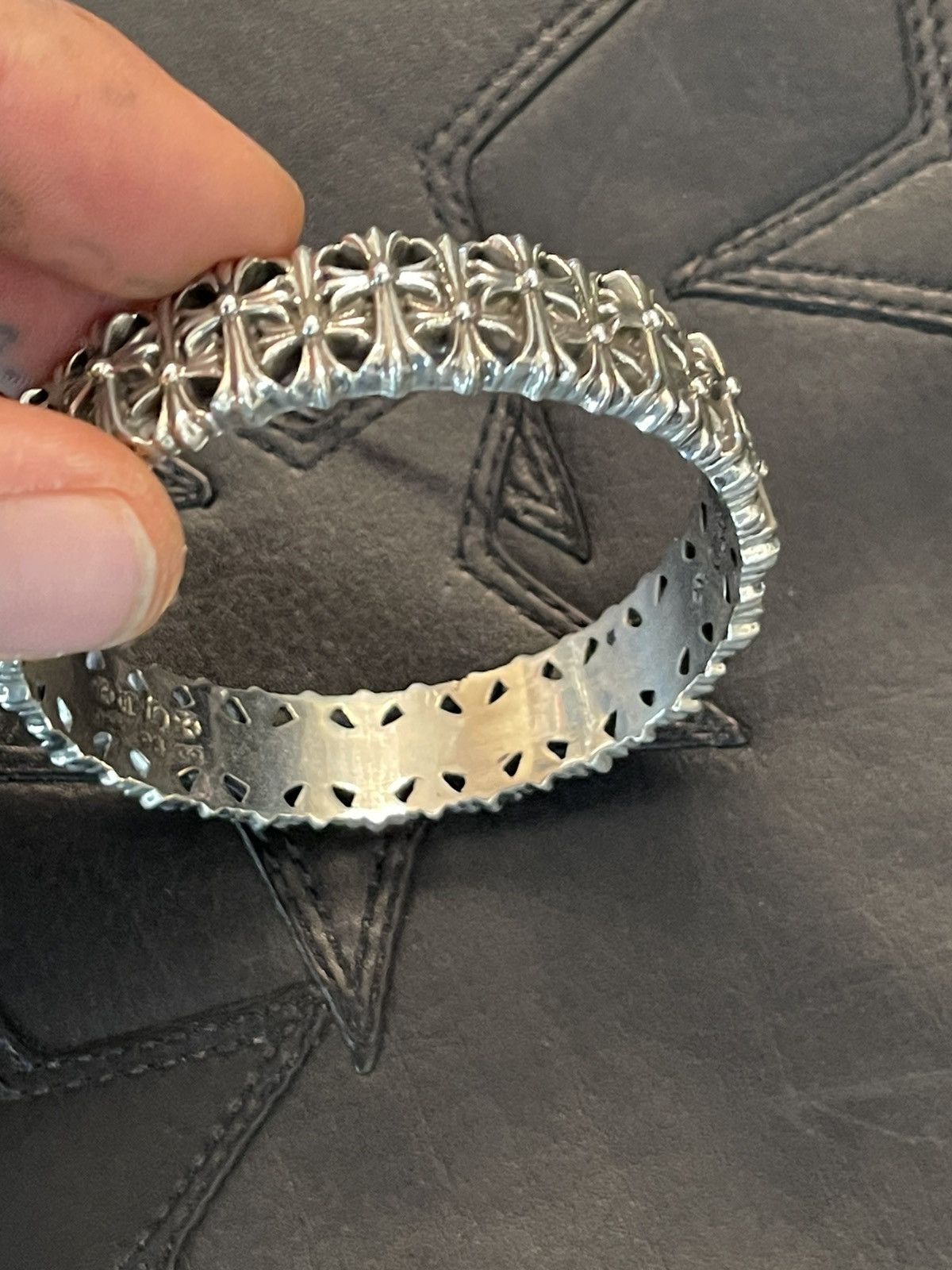 image of Chrome Hearts Cross Bracelet Solid Silver, Men's