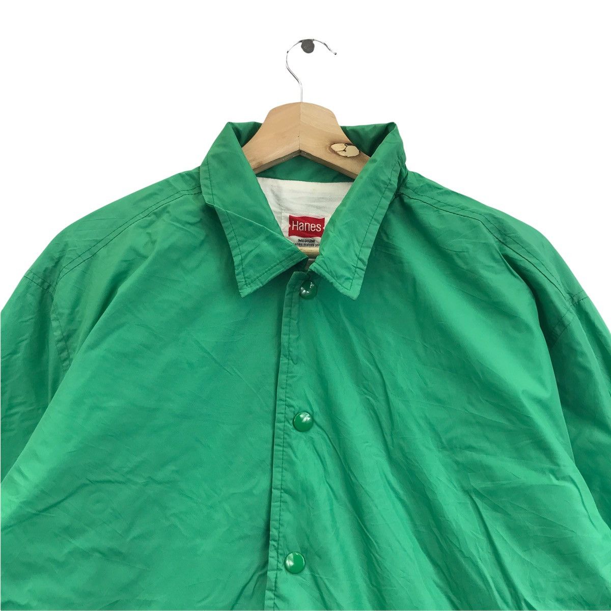 Hanes Vintage HANES USA Back Hit Green Coach Windbreaker Jacket Size US M / EU 48-50 / 2 - 4 Thumbnail