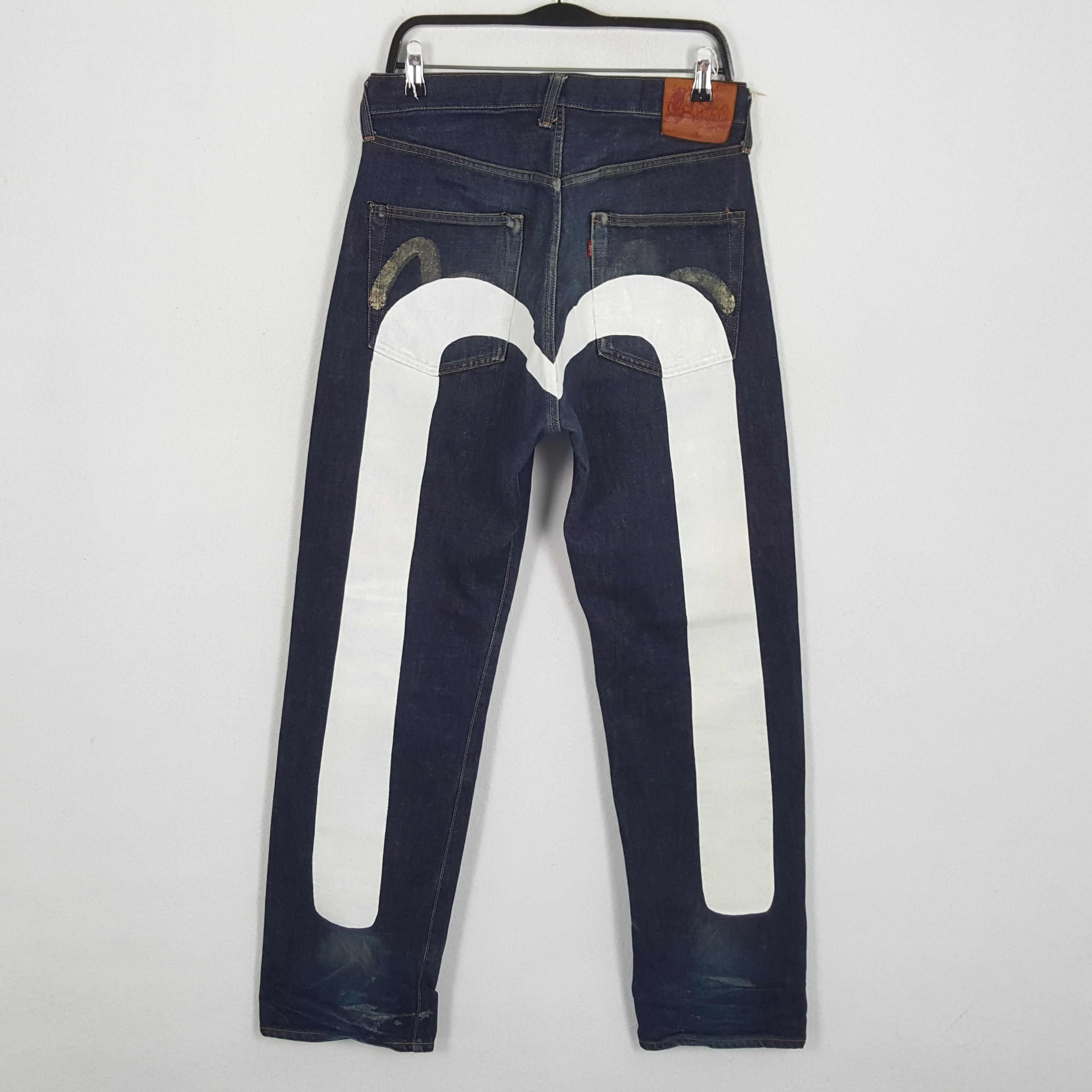 EVIS Japanese Brand Streetwear Custom Big Logo Art Jeans