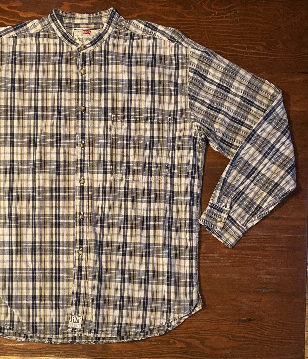 Levi's Vintage 90’s Levi’s Plaid Standing Collar Button Up Size US L / EU 52-54 / 3 - 1 Thumbnail