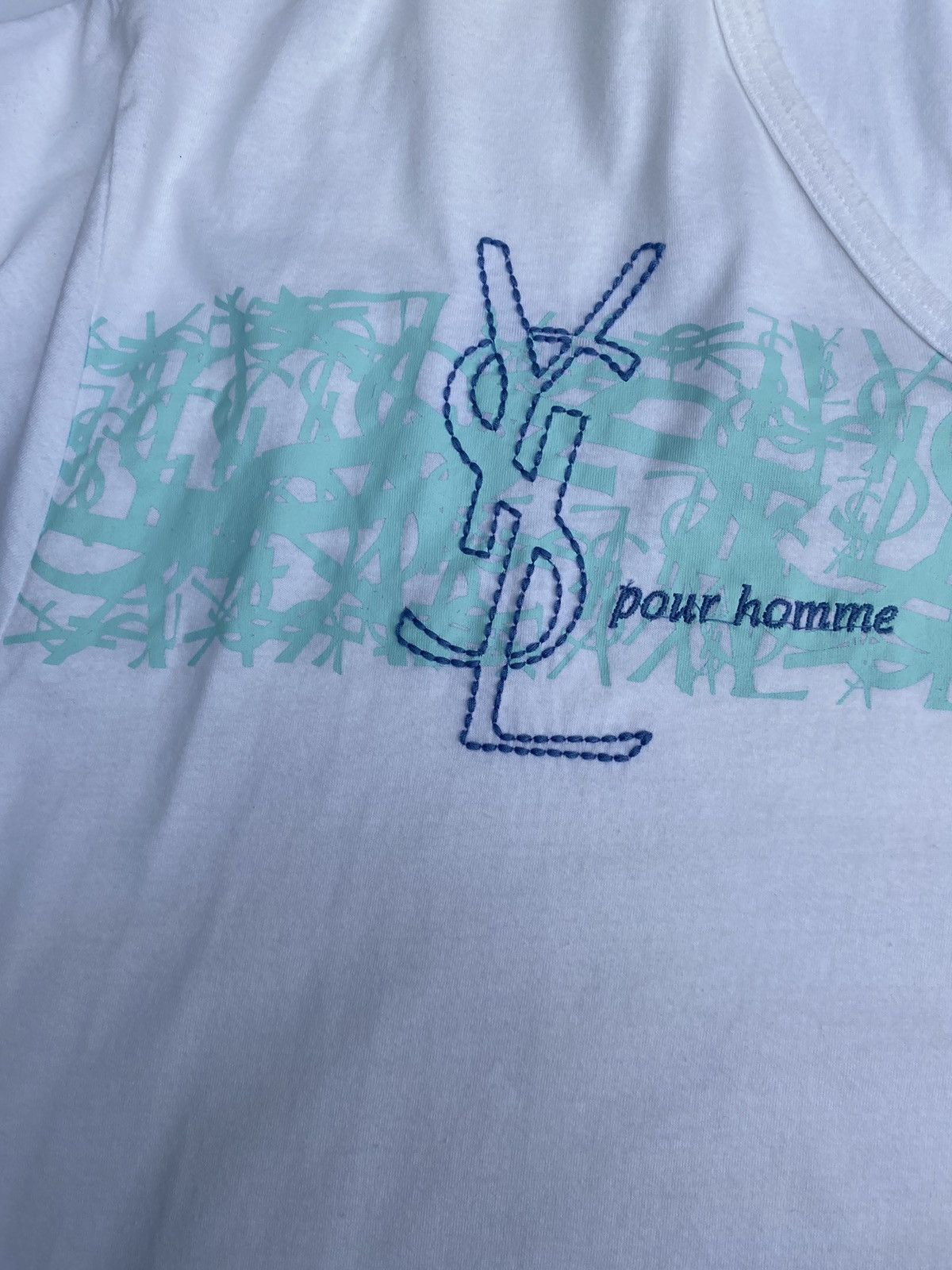 Vintage × Yves Saint Laurent Vintage Yves Saint Laurent Designer Big Logo T Shirt Tee Size US L / EU 52-54 / 3 - 6 Thumbnail