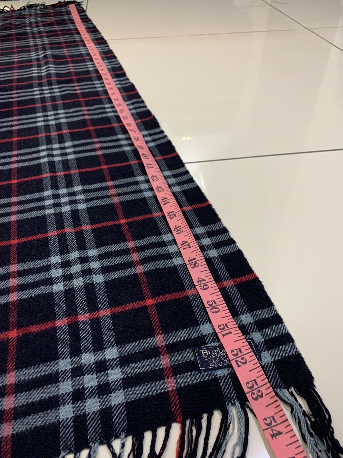Burberry × Vintage BURBERRYS LONDON CASHMERE BLUE NOVA CHECK MUFFLER SCARF Size ONE SIZE - 5 Thumbnail