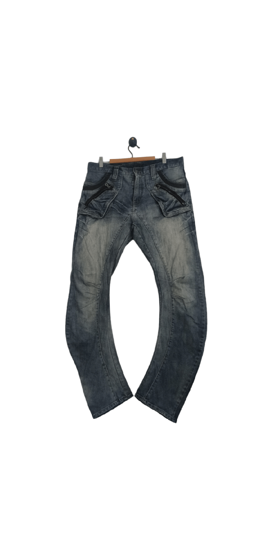 image of Ppfm Curved Leg Denim in Blue Fade, Men's (Size 34)