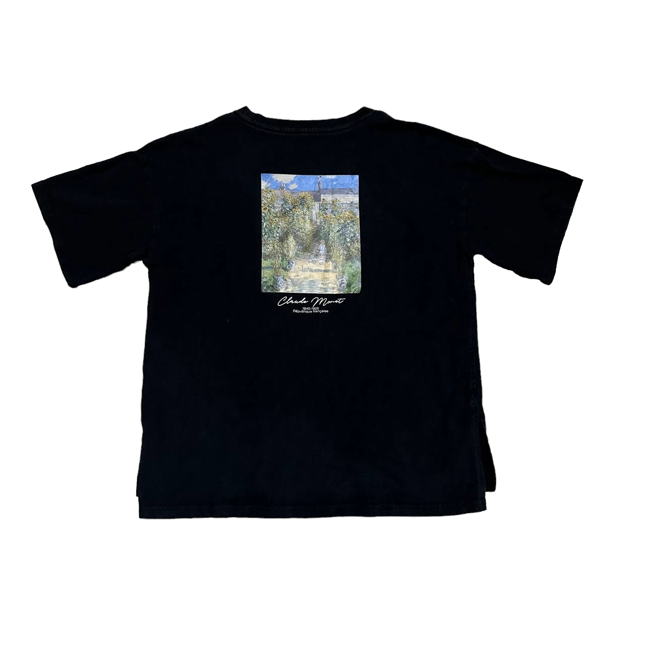 image of Iconic Claude Monet Art Tee Shirt in Black, Men's (Size Large)