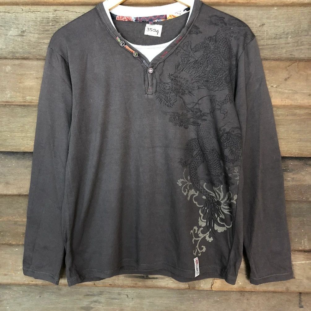 Japanese Brand DL Dragon Japan Brown Long Sleeve Shirt #3524 Size US M / EU 48-50 / 2 - 8 Thumbnail