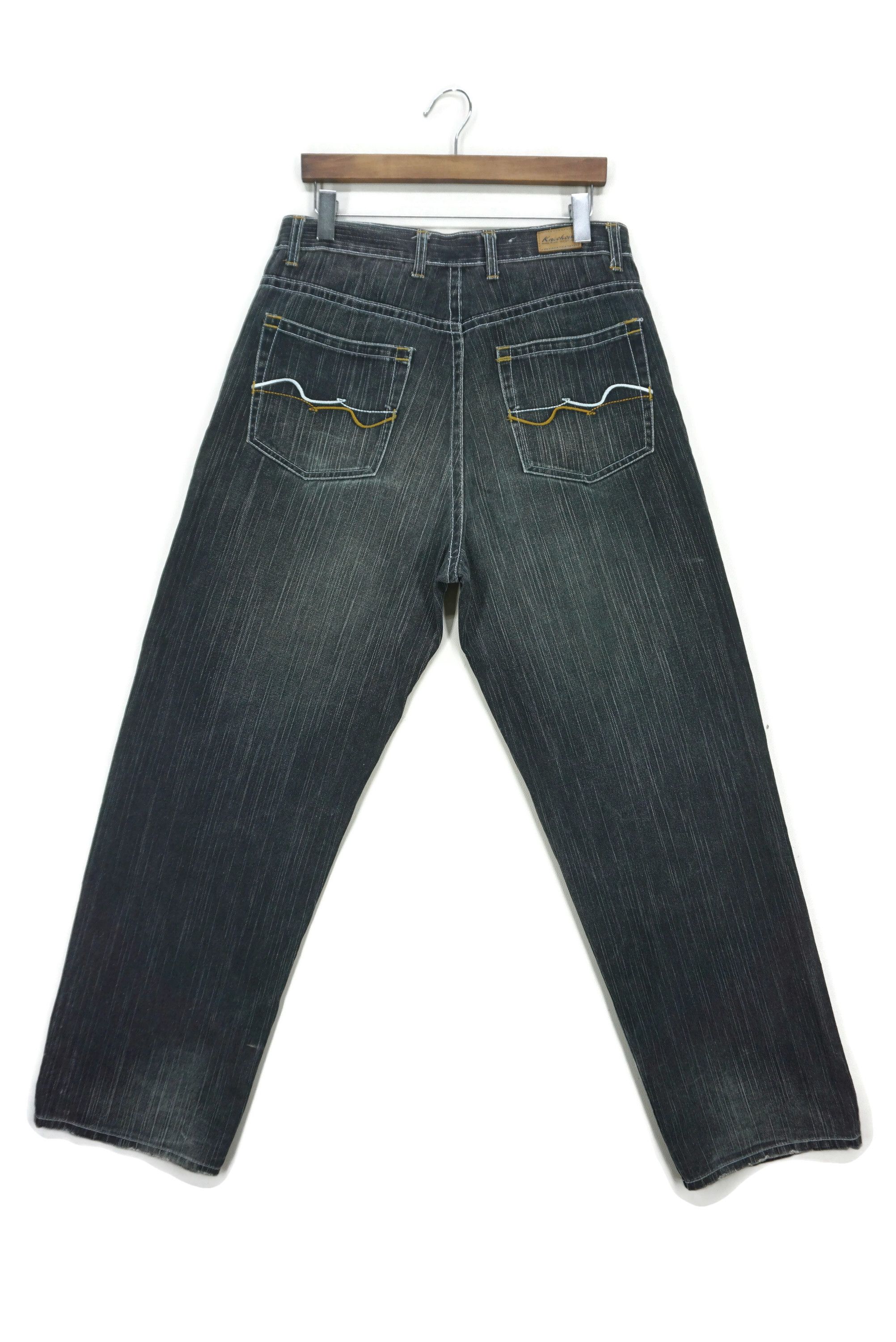 image of Rockers x Vintage Baggy Jeans Knockout Hip Hop Skateboards Relaxed Loose Pants in Blue (Size 34)