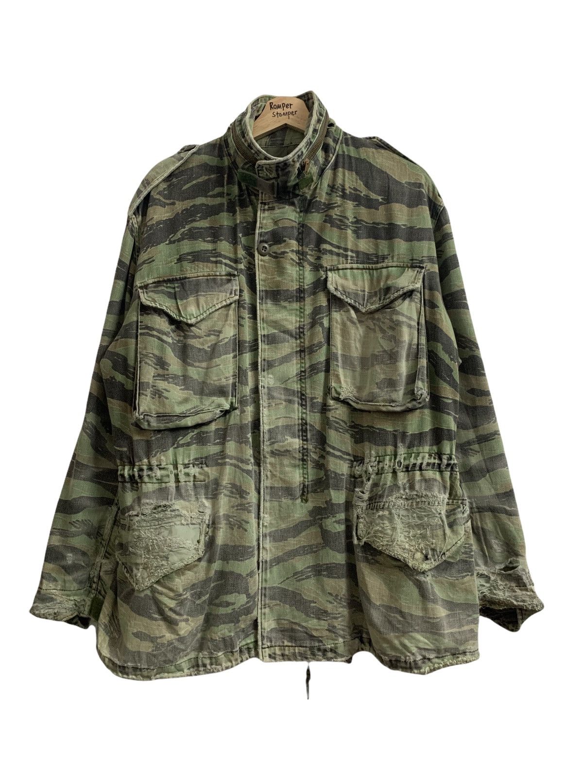 Vtg ALPHA INDUSTRIES M65 FIELD JACKET TIGER STRIPE CAMOUFLAGE USA MADE size cheapest S /