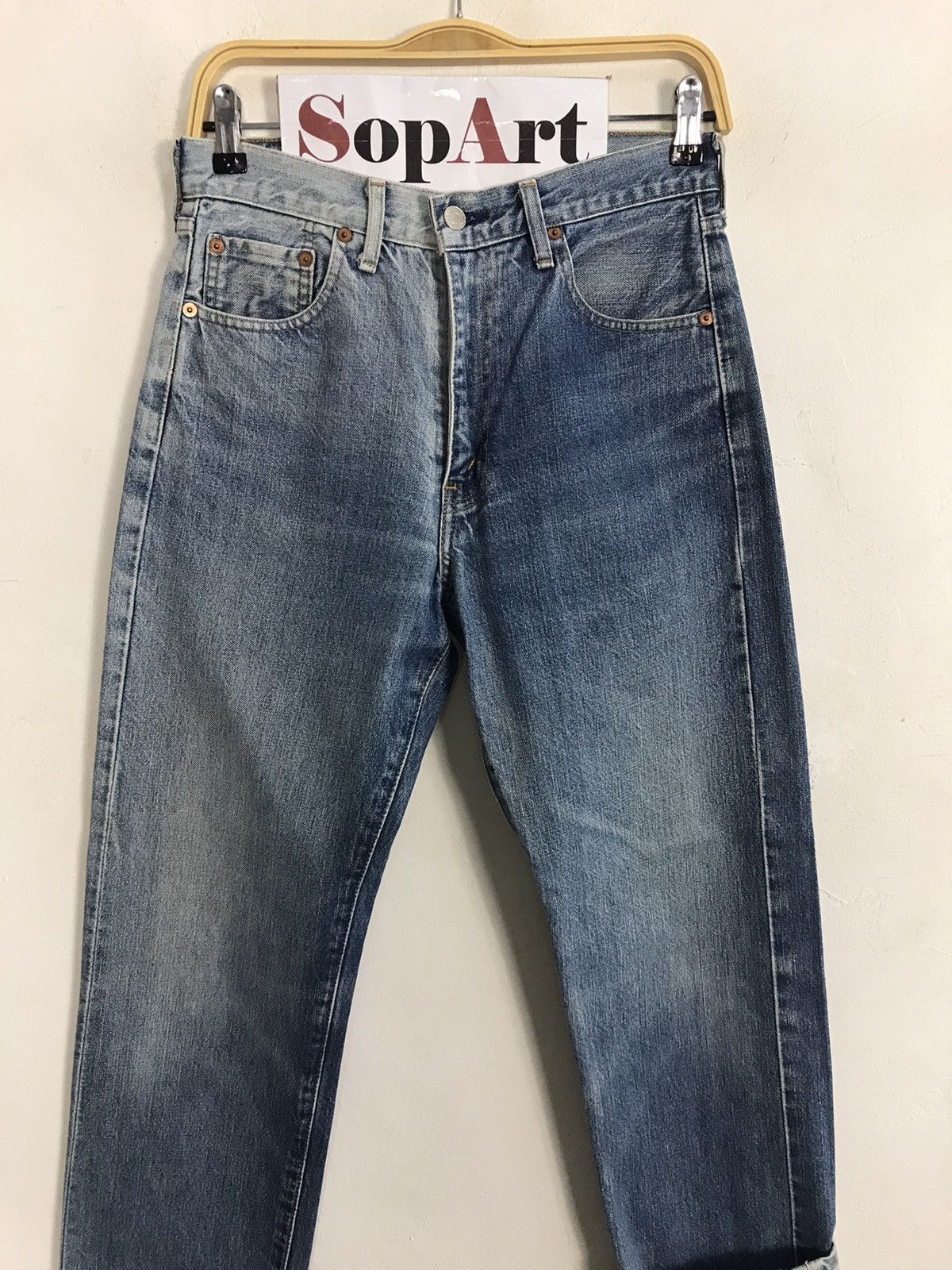 Levi's Vintage 502 XX Big E Selvedge Faded Colour Style Size US 29 - 3 Thumbnail