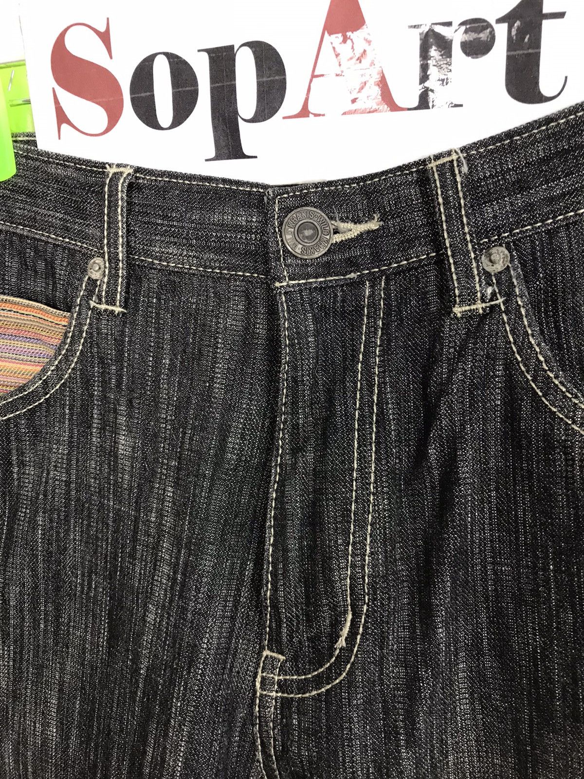 Japanese Brand Vintage Wild Khakis Design Striped Jeans 👖 Size US 31 - 6 Thumbnail