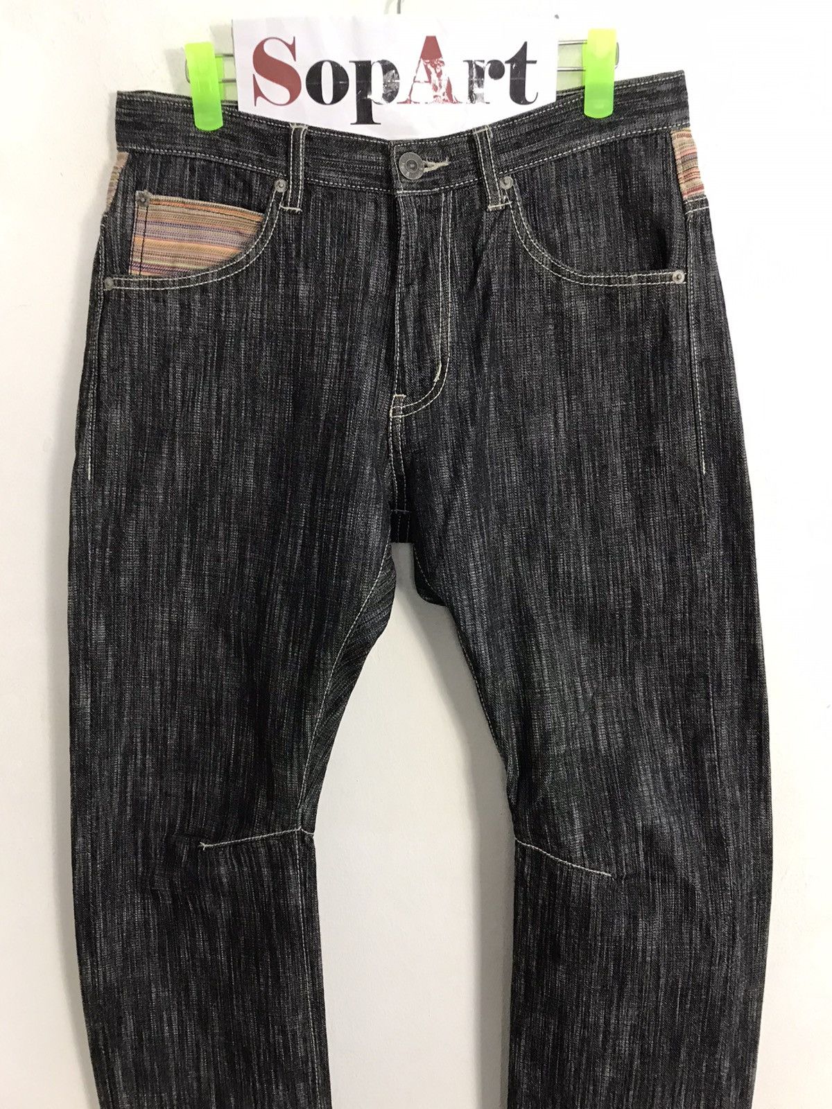 Japanese Brand Vintage Wild Khakis Design Striped Jeans 👖 Size US 31 - 3 Thumbnail