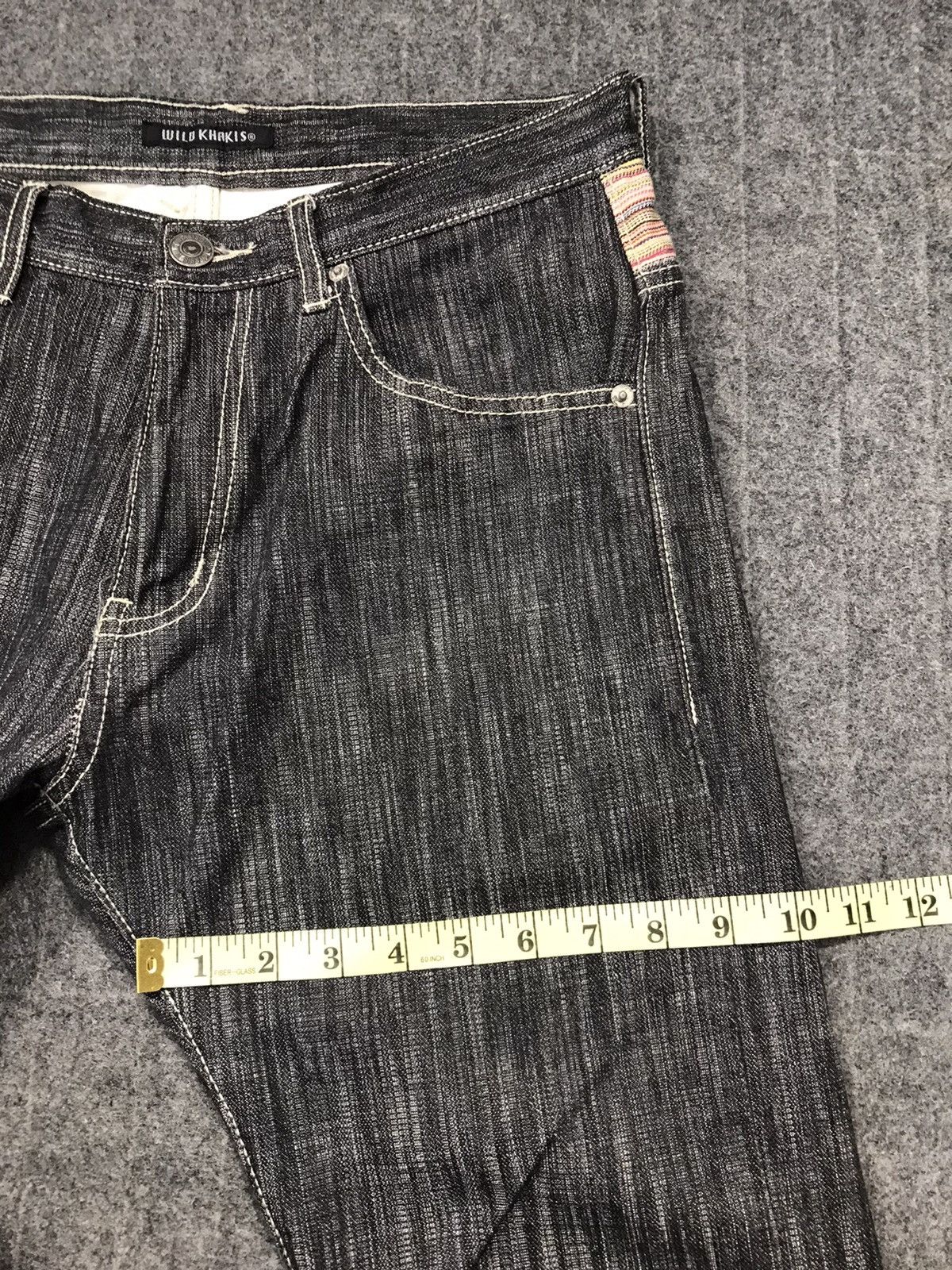 Japanese Brand Vintage Wild Khakis Design Striped Jeans 👖 Size US 31 - 18 Thumbnail