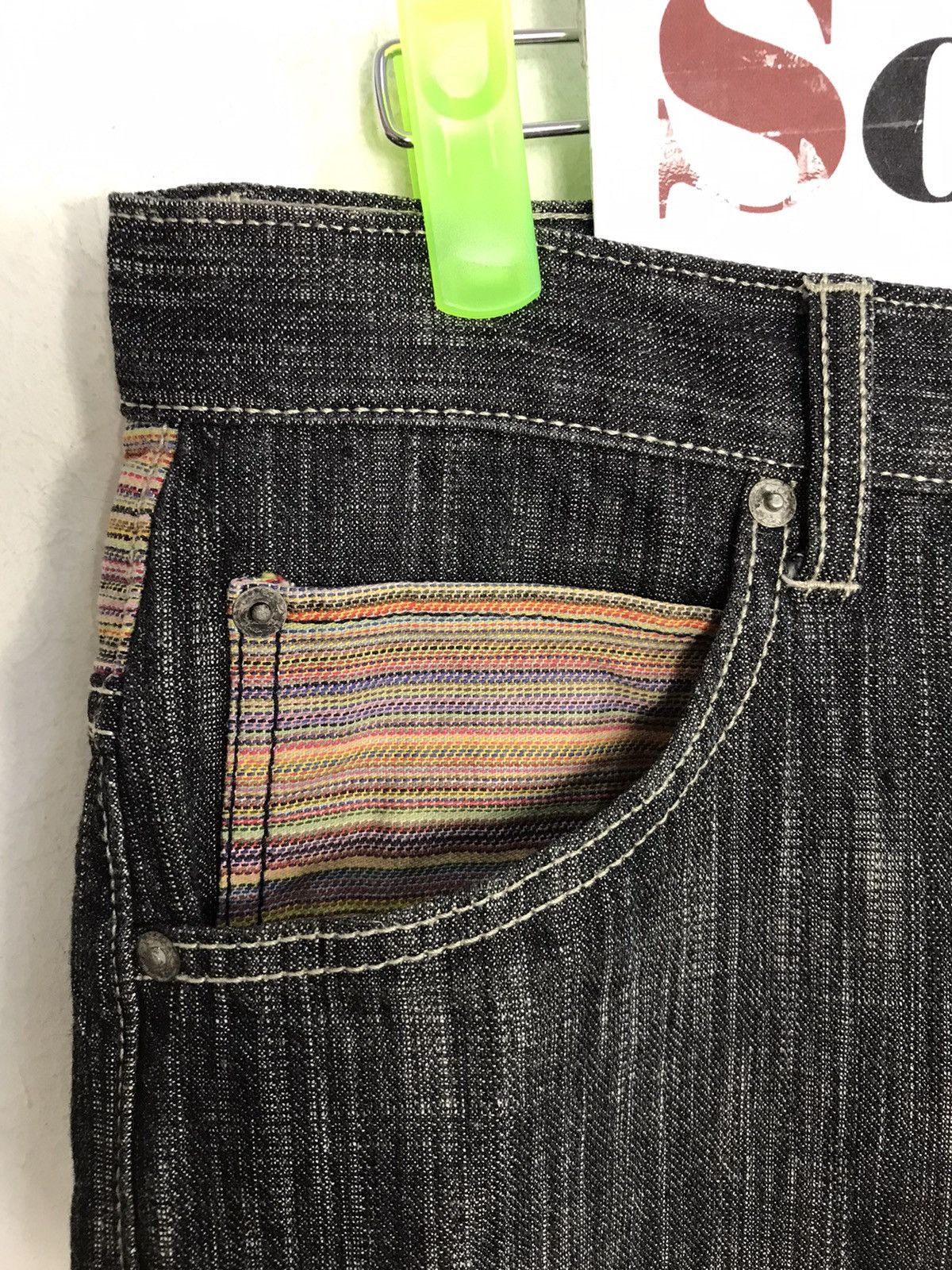 Japanese Brand Vintage Wild Khakis Design Striped Jeans 👖 Size US 31 - 8 Thumbnail