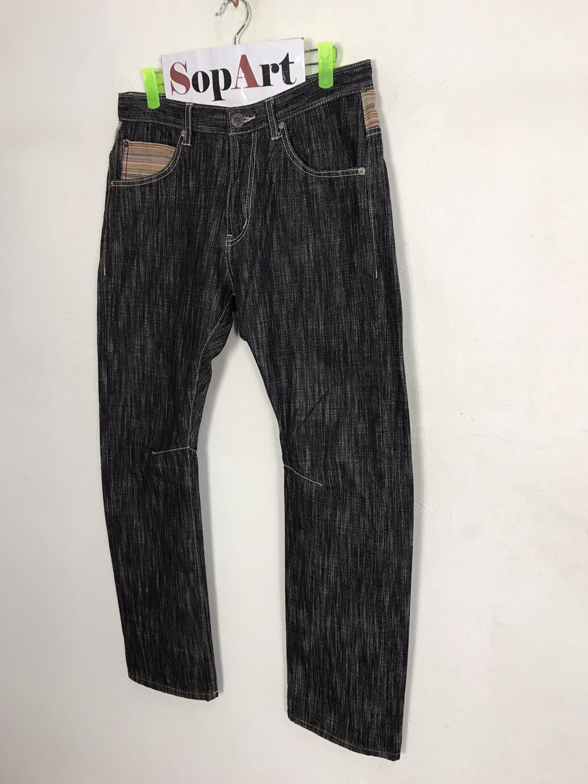 Japanese Brand Vintage Wild Khakis Design Striped Jeans 👖 Size US 31 - 4 Thumbnail