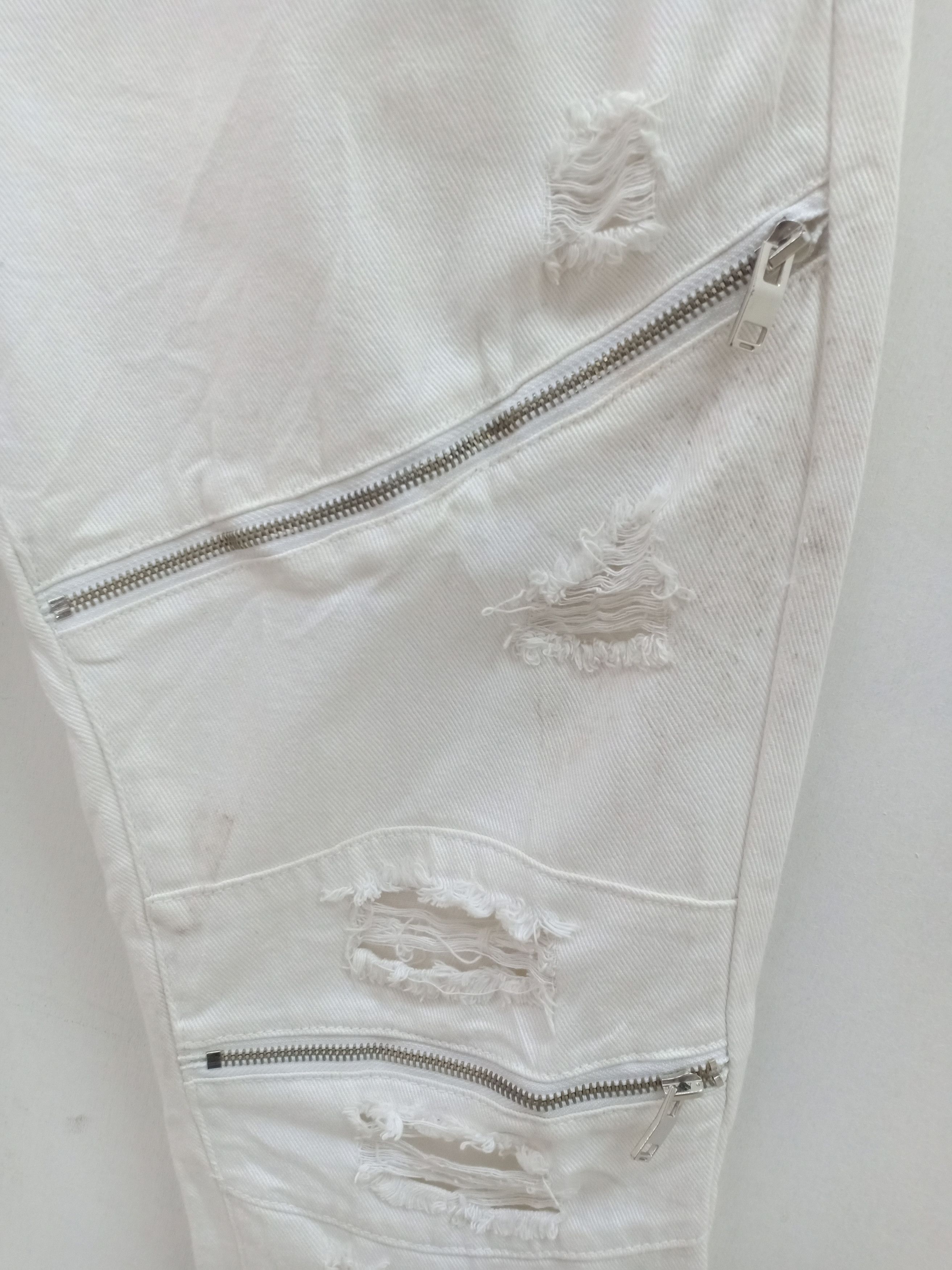 Japanese Brand Skazi New York Distressed White Denim Size US 35 - 7 Thumbnail