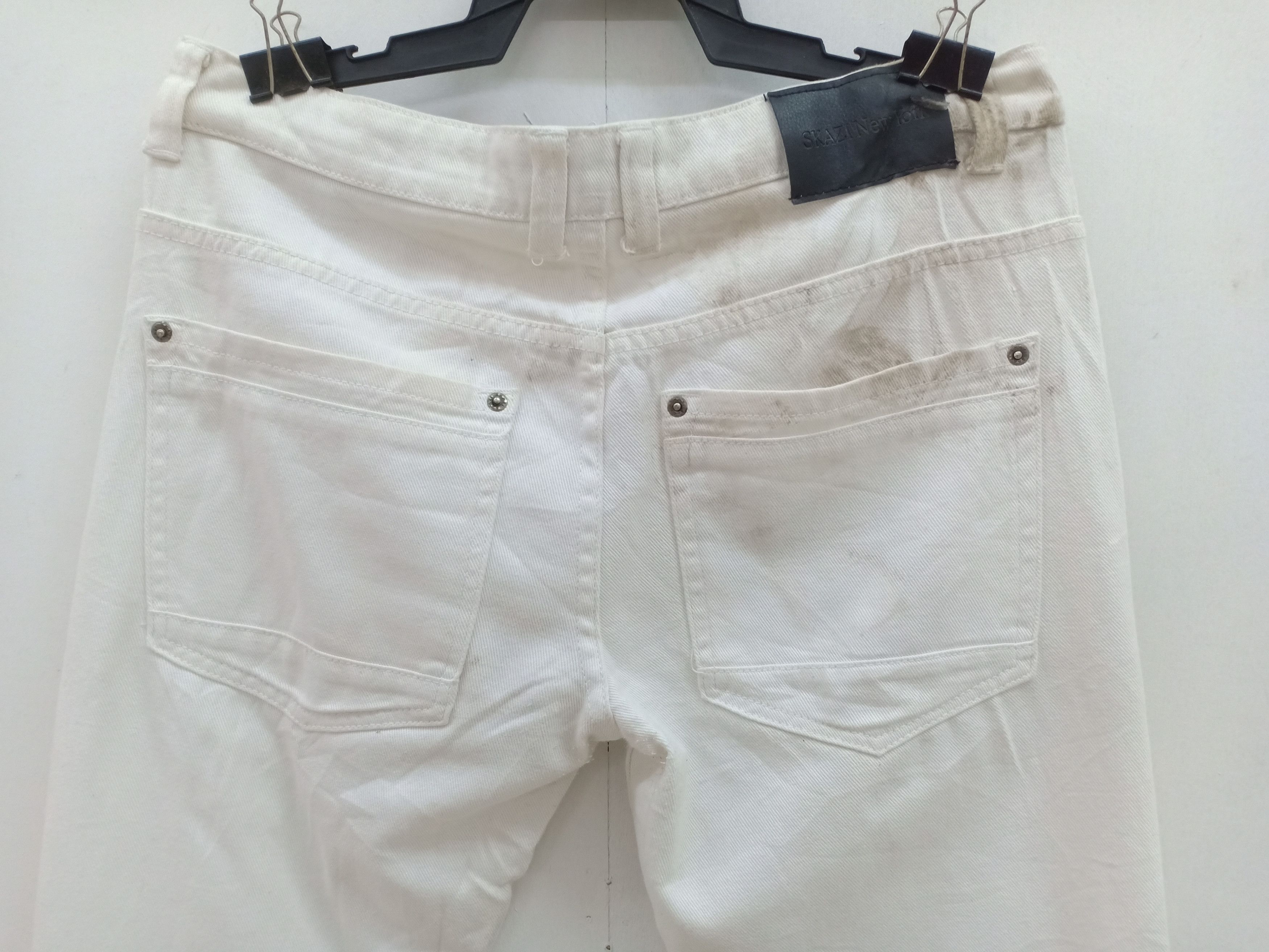 Japanese Brand Skazi New York Distressed White Denim Size US 35 - 3 Thumbnail