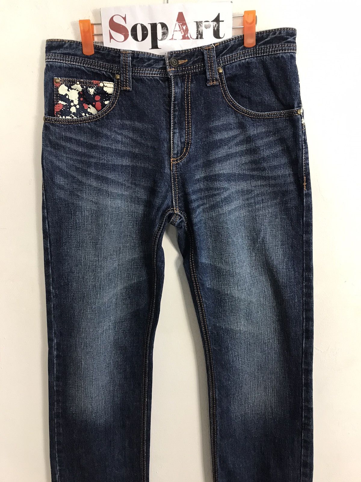 Japanese Brand East Twenty Box Design Painting Denim Jeans Style Size US 34 / EU 50 - 3 Thumbnail
