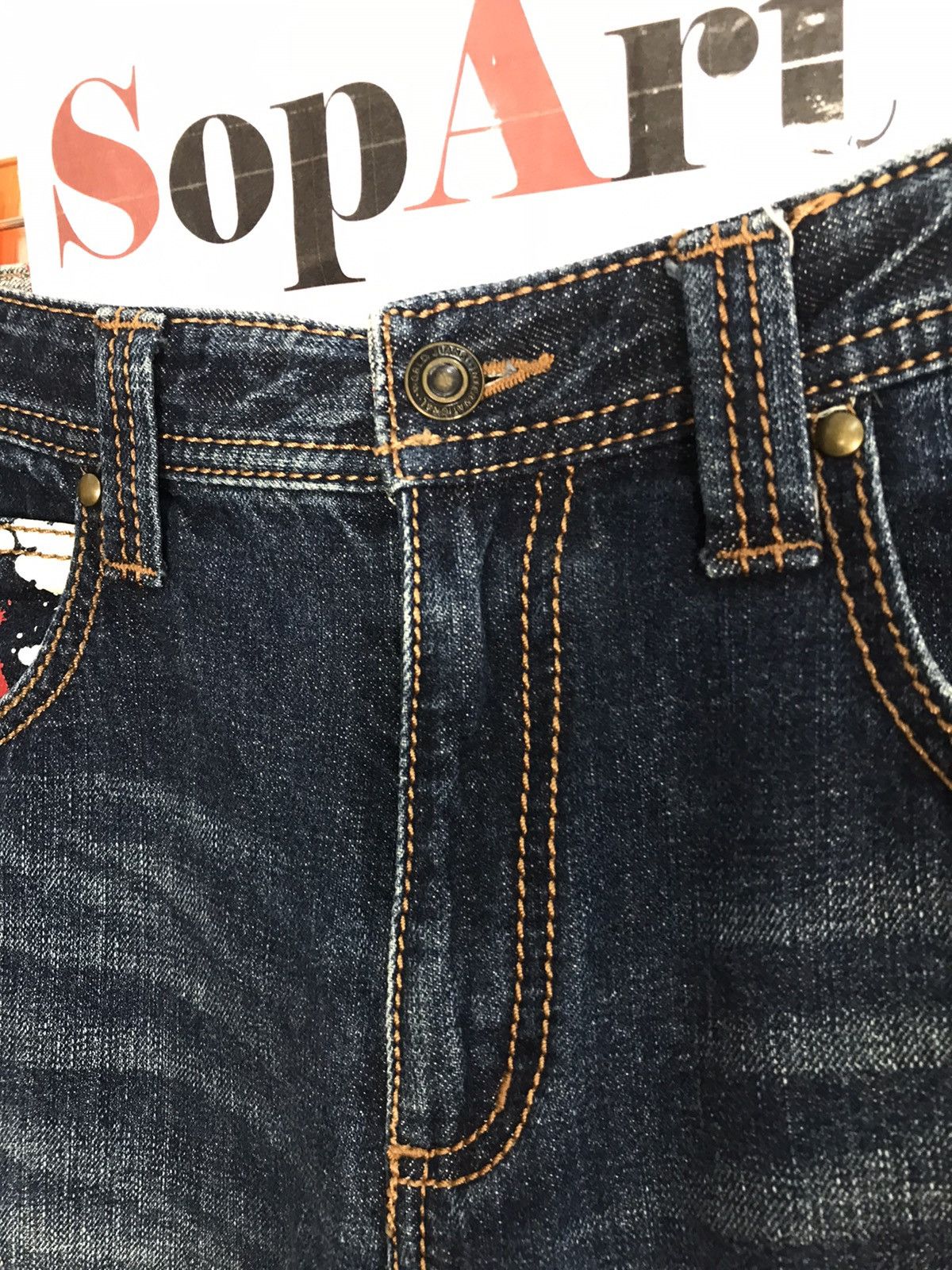 Japanese Brand East Twenty Box Design Painting Denim Jeans Style Size US 34 / EU 50 - 6 Thumbnail