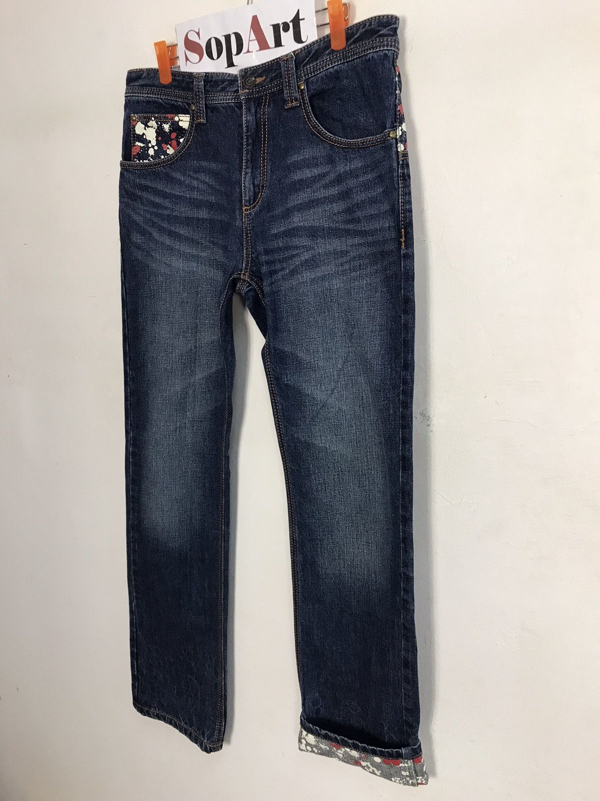 Japanese Brand East Twenty Box Design Painting Denim Jeans Style Size US 34 / EU 50 - 4 Thumbnail