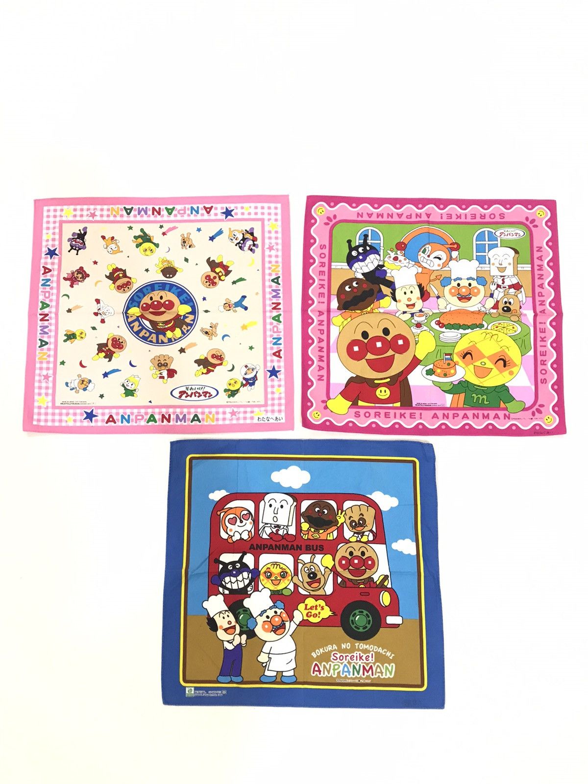 Cartoon Network × Japanese Brand × Vintage SET OF 3 COTTON ANPANMAN HANDKERCHIEFS JAPAN Size ONE SIZE - 1 Thumbnail