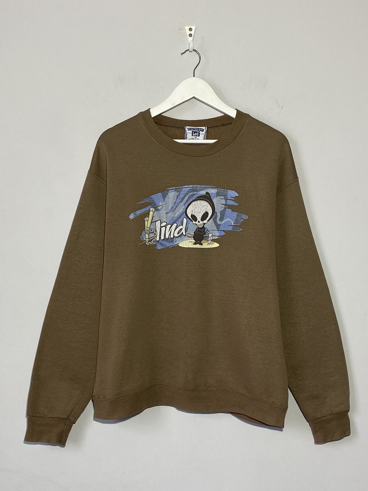 image of Hook Ups x Skategang Vintage Blind Skateboard Reaper Vintage Sweatshirt in Brown (Size Medium)