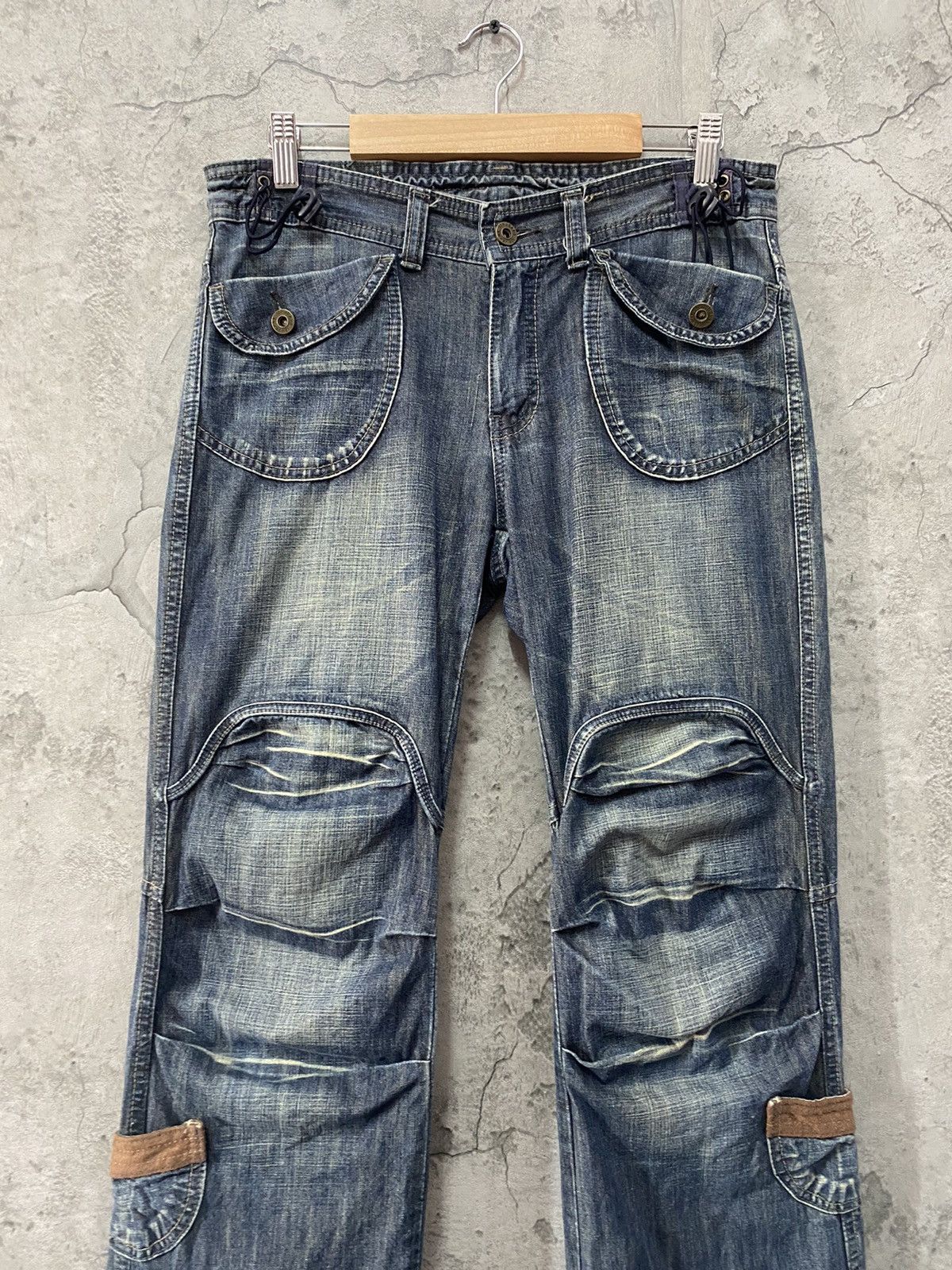 Japanese Brand i2n Japan Cargo Parachute Bondage Denim Pants Size US 30 / EU 46 - 4 Thumbnail