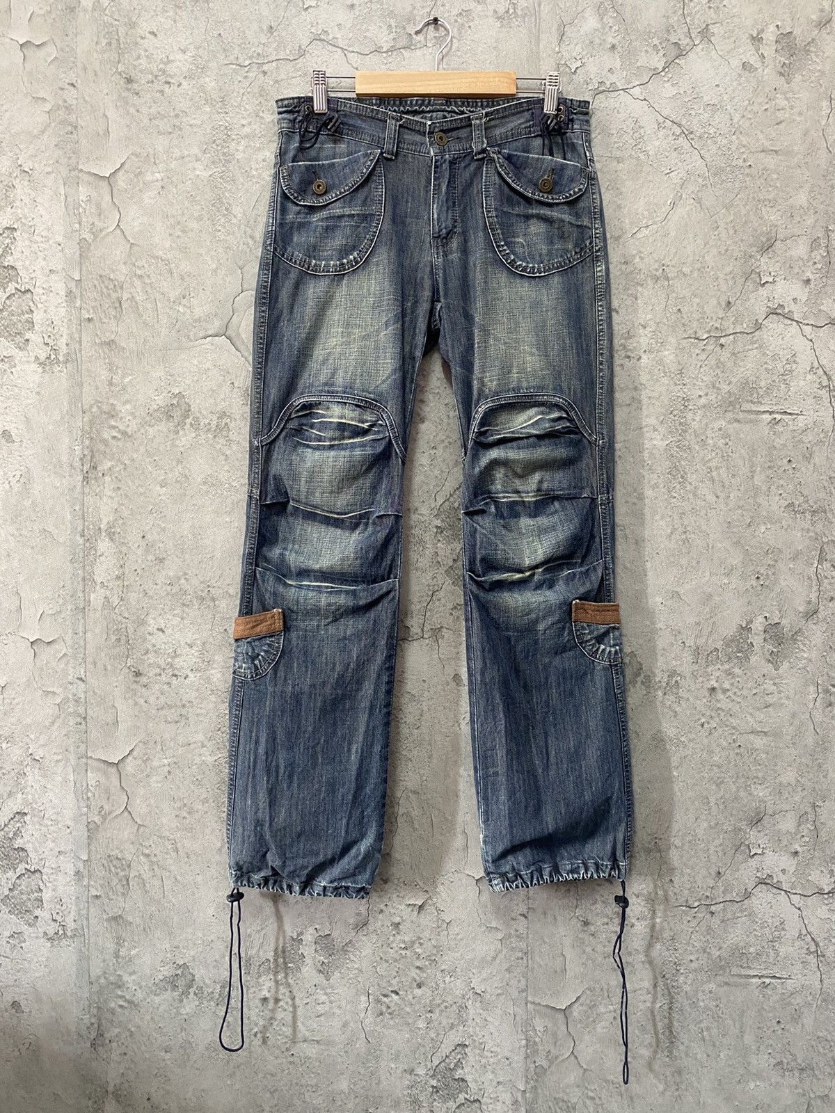 Japanese Brand i2n Japan Cargo Parachute Bondage Denim Pants Size US 30 / EU 46 - 1 Thumbnail