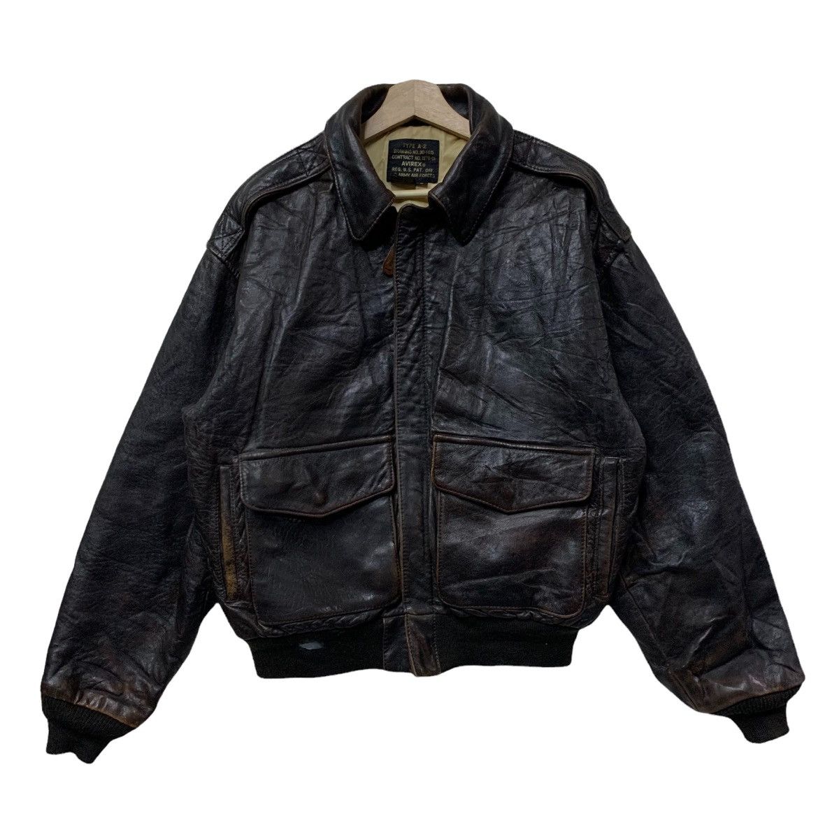 ジャケット・アウター AVIREX Vintage Leather Jacket TYPE A-2 Vintage Avirex A-2 Leather Bomber Jacket Smoker | eBay