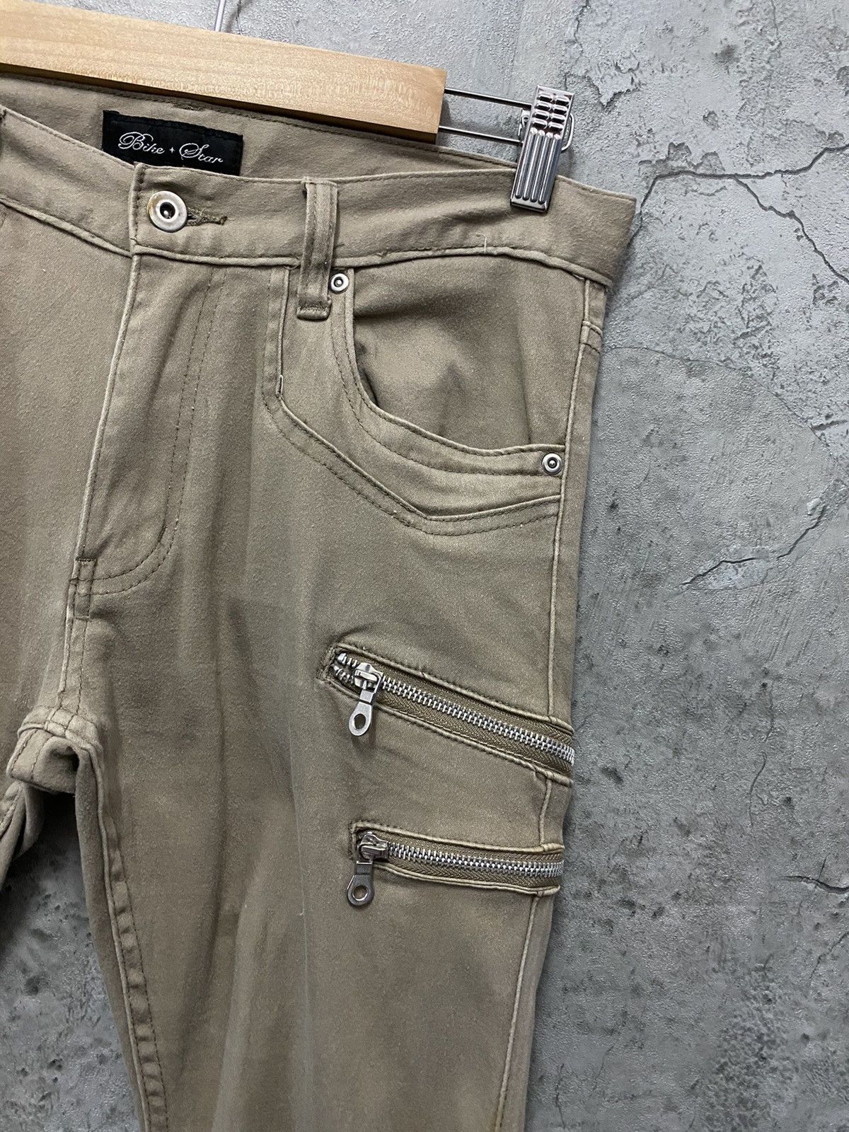 Designer × Japanese Brand Bike + Star Japan Cargo Zipper Curved leg Flared Pants Size US 30 / EU 46 - 6 Thumbnail
