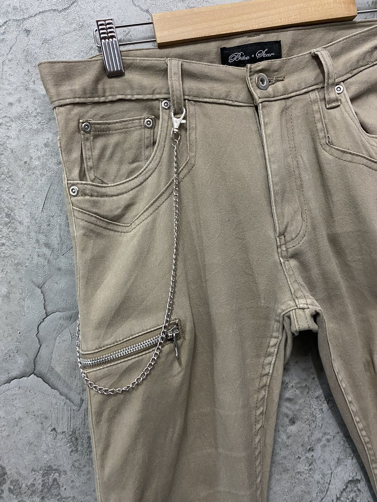 Designer × Japanese Brand Bike + Star Japan Cargo Zipper Curved leg Flared Pants Size US 30 / EU 46 - 7 Thumbnail