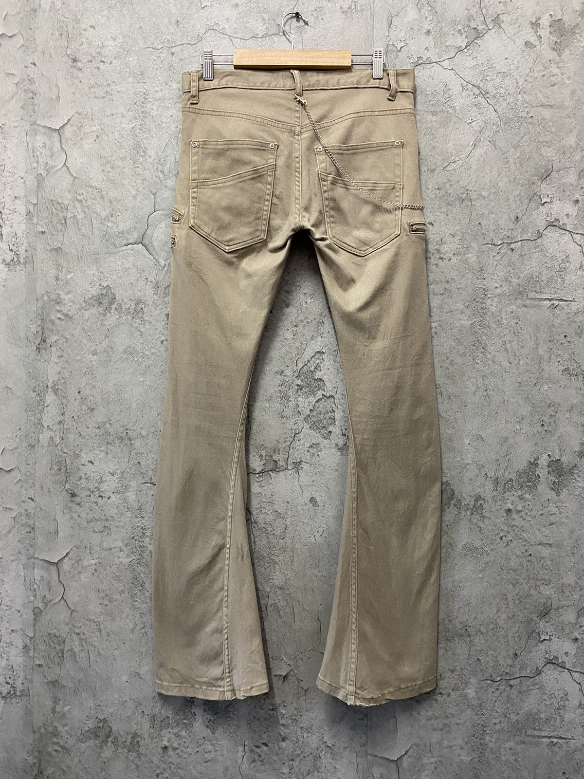 Designer × Japanese Brand Bike + Star Japan Cargo Zipper Curved leg Flared Pants Size US 30 / EU 46 - 2 Thumbnail