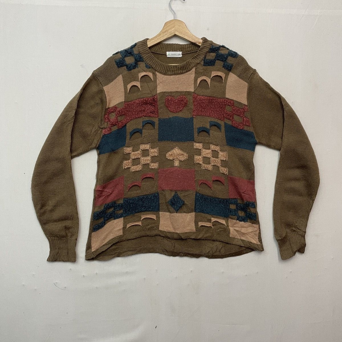 Aran Isles Knitwear Vintage Rare Design FINANCIER Kniting Sweater Knitwear!! Size US M / EU 48-50 / 2 - 1 Thumbnail