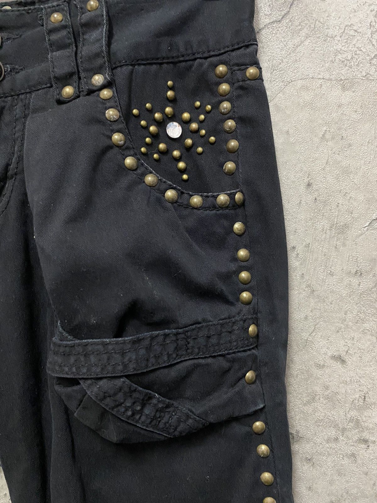GOA Moussy Japan Flared Studded Multi Pocket Cargo Pants Vintage Size US 27 - 7 Thumbnail