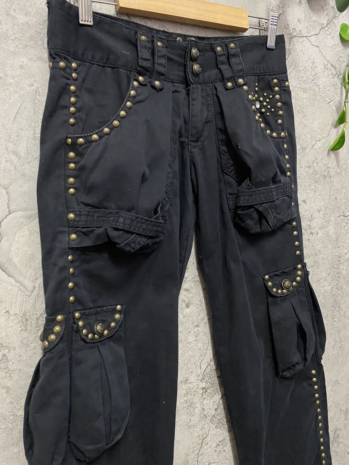 GOA Moussy Japan Flared Studded Multi Pocket Cargo Pants Vintage Size US 27 - 6 Thumbnail