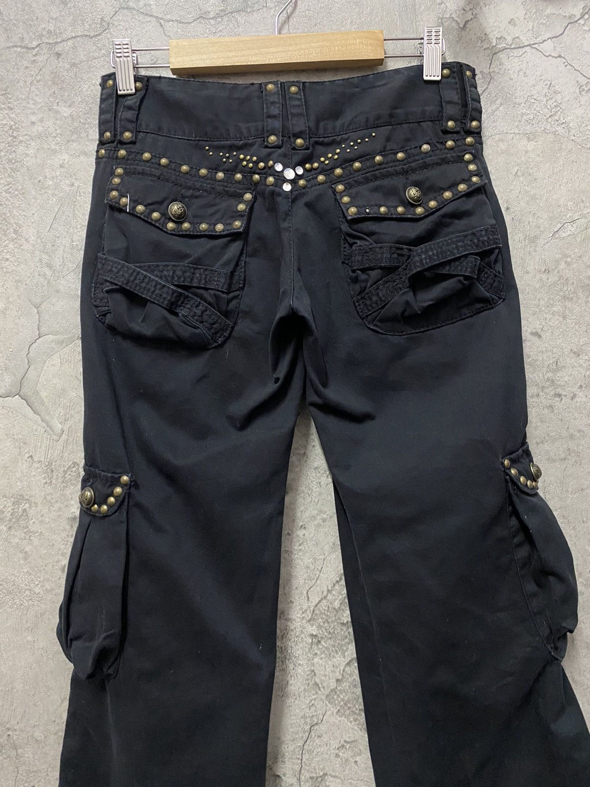 GOA Moussy Japan Flared Studded Multi Pocket Cargo Pants Vintage Size US 27 - 11 Thumbnail