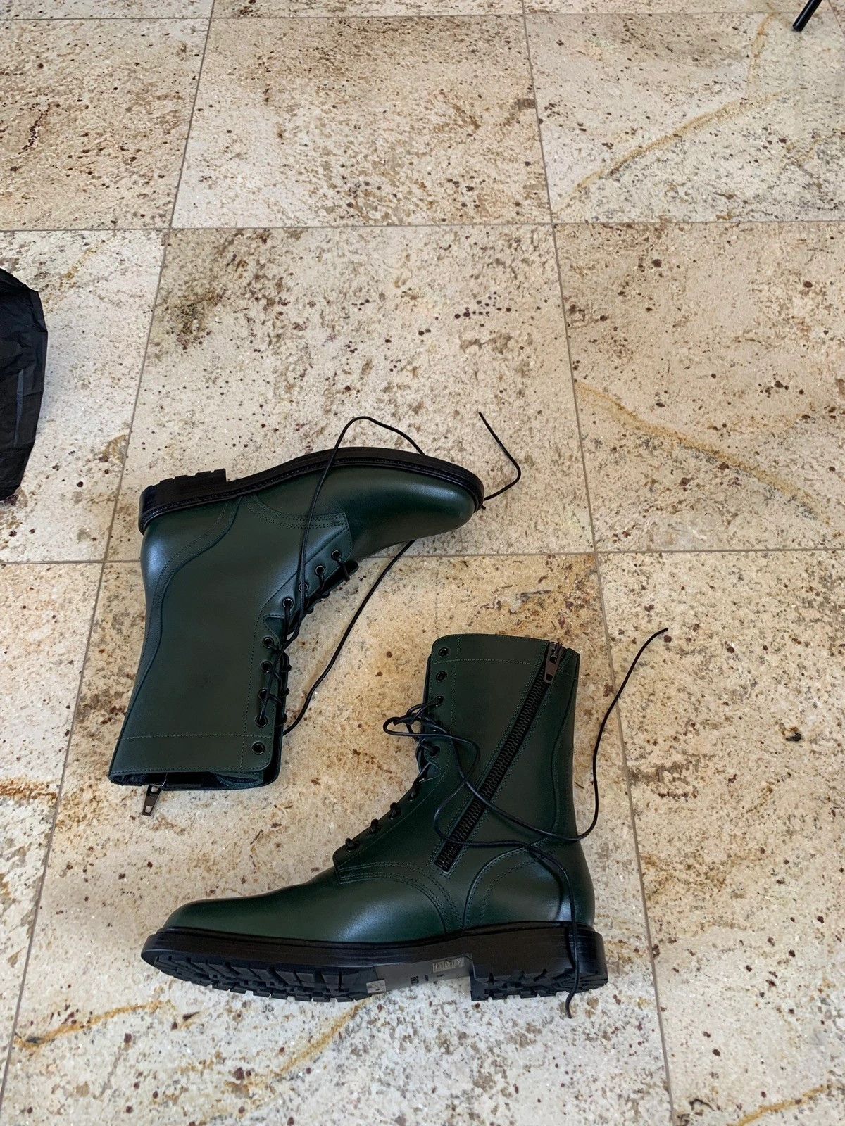 Pre-owned Celine Ranger Zip Boots In Green