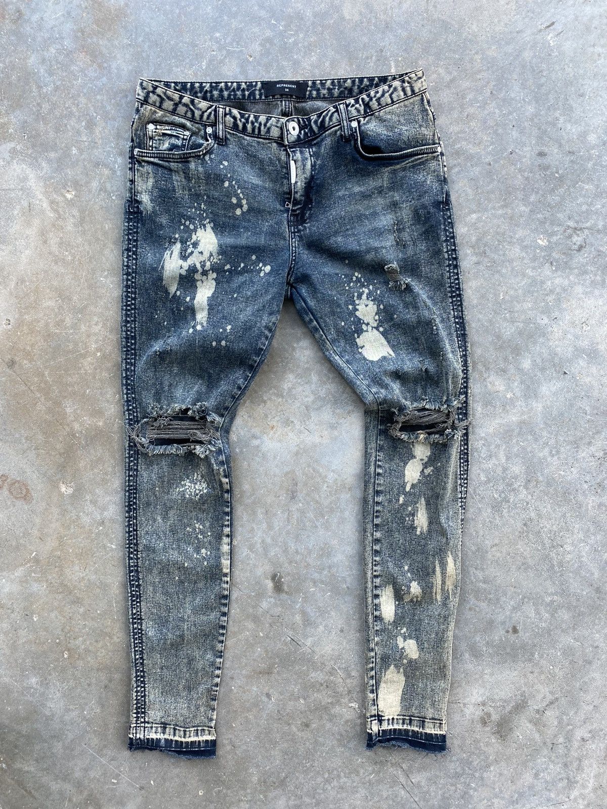 Represent Clo. Represent Clothing Thrashed Mud Denim Jeans Sz. 34 Clo UK Size US 34 / EU 50 - 1 Thumbnail