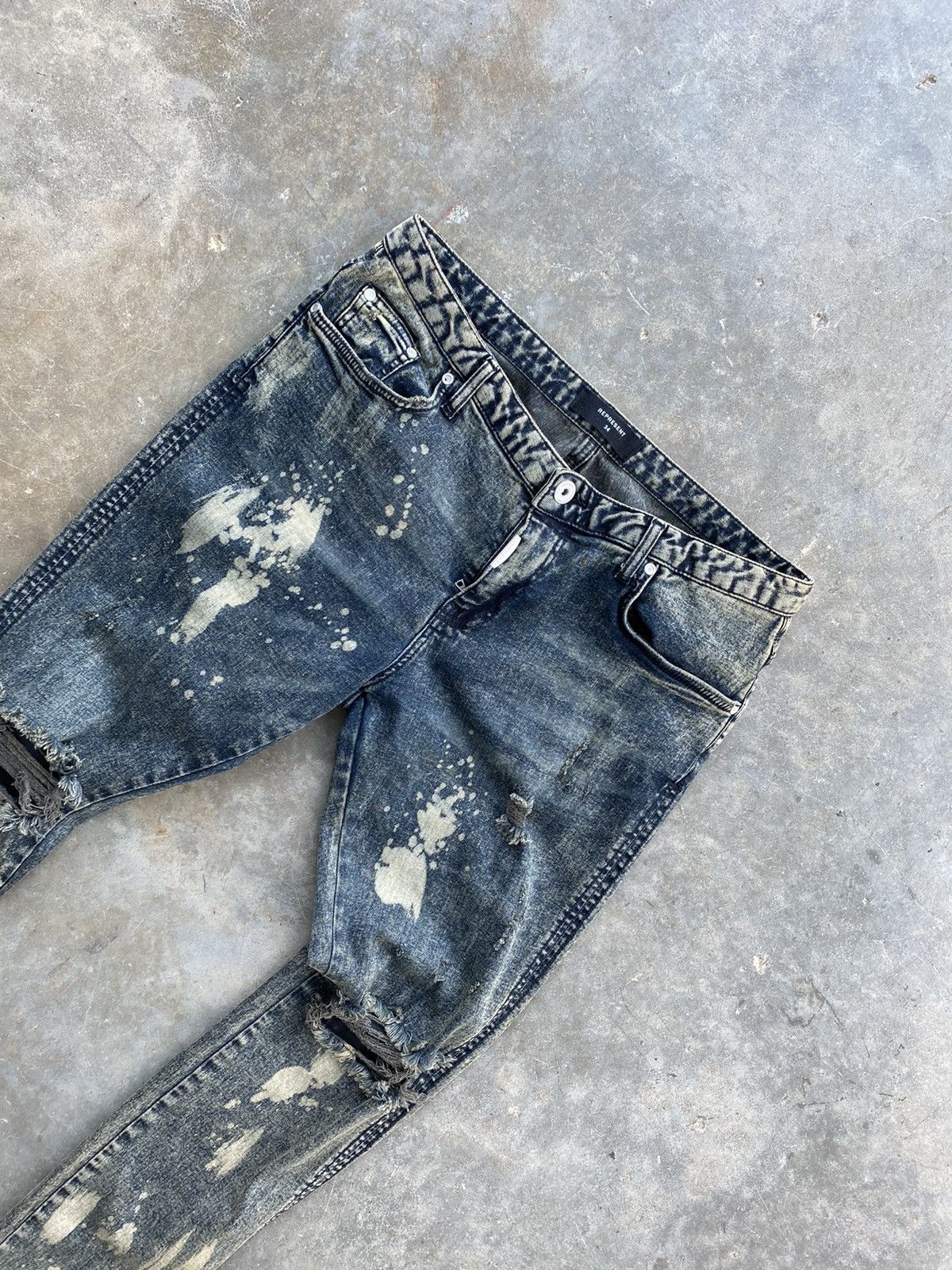 Represent Clo. Represent Clothing Thrashed Mud Denim Jeans Sz. 34 Clo UK Size US 34 / EU 50 - 4 Thumbnail