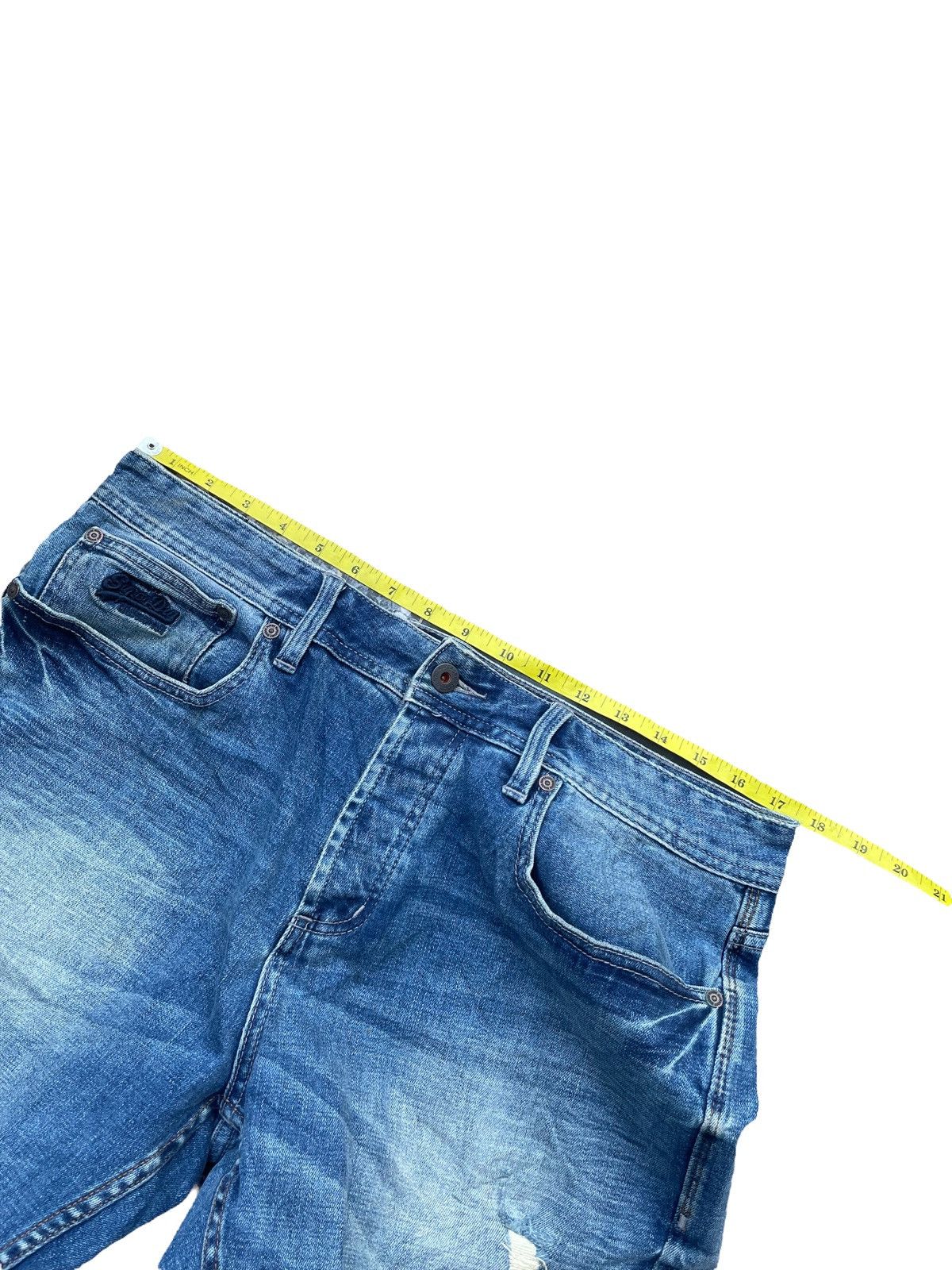 Japanese Brand Superdry Loose Slim Fit Distresed Denim Size US 35 - 2 Thumbnail